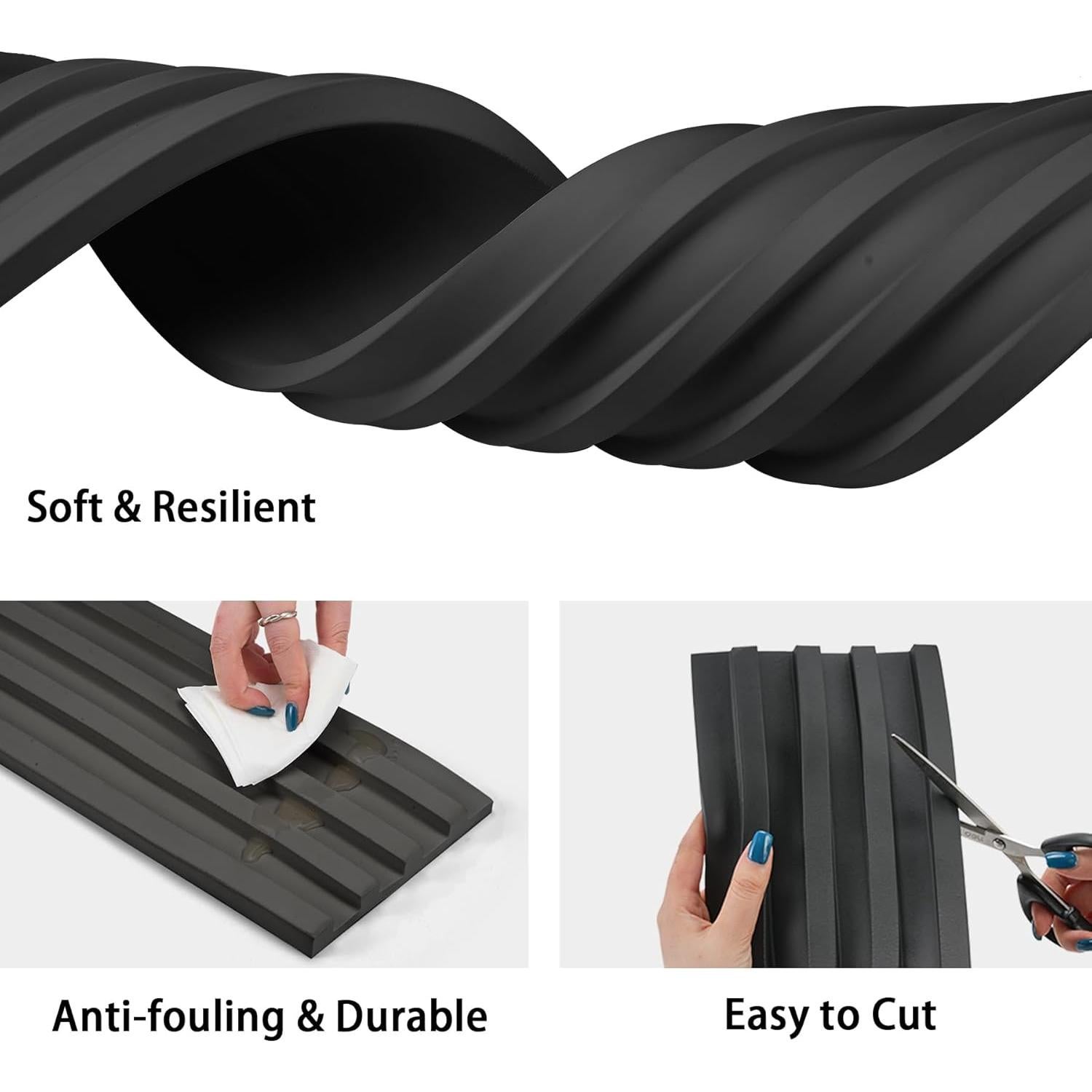 Panel de Pared 3D Gaahing Autoadhesivo Acústico Negro 2.99m