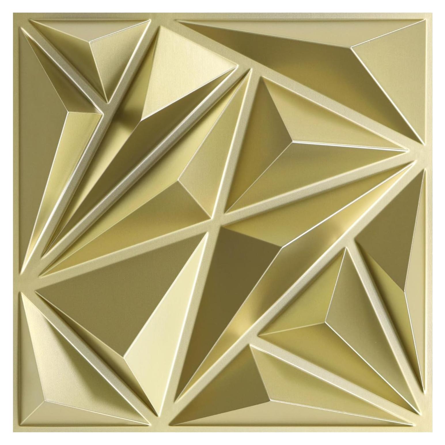 Paneles de Pared 3D STICKGOO Oro Champán 33 Piezas 30.48cm