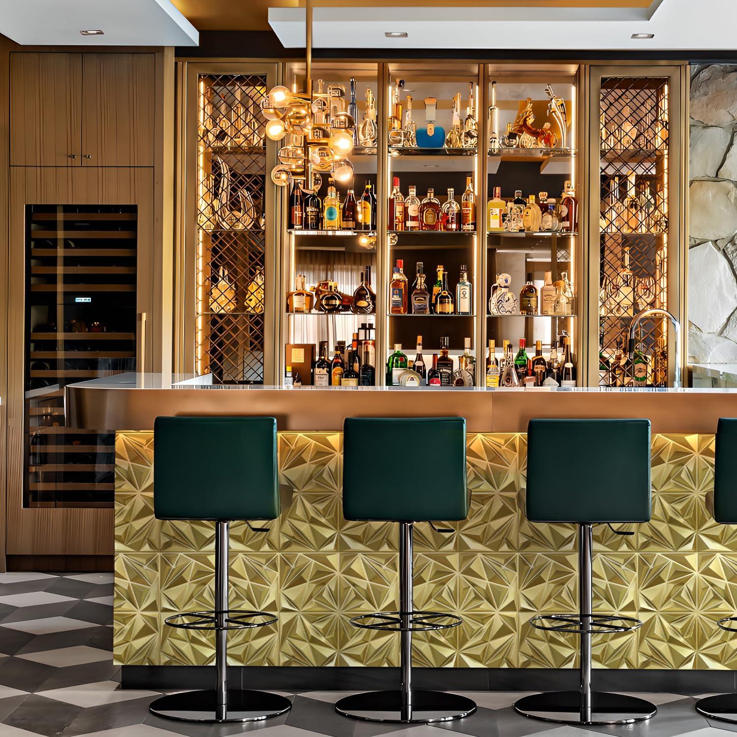 Paneles de Pared 3D STICKGOO Oro Champán 33 Piezas 30.48cm