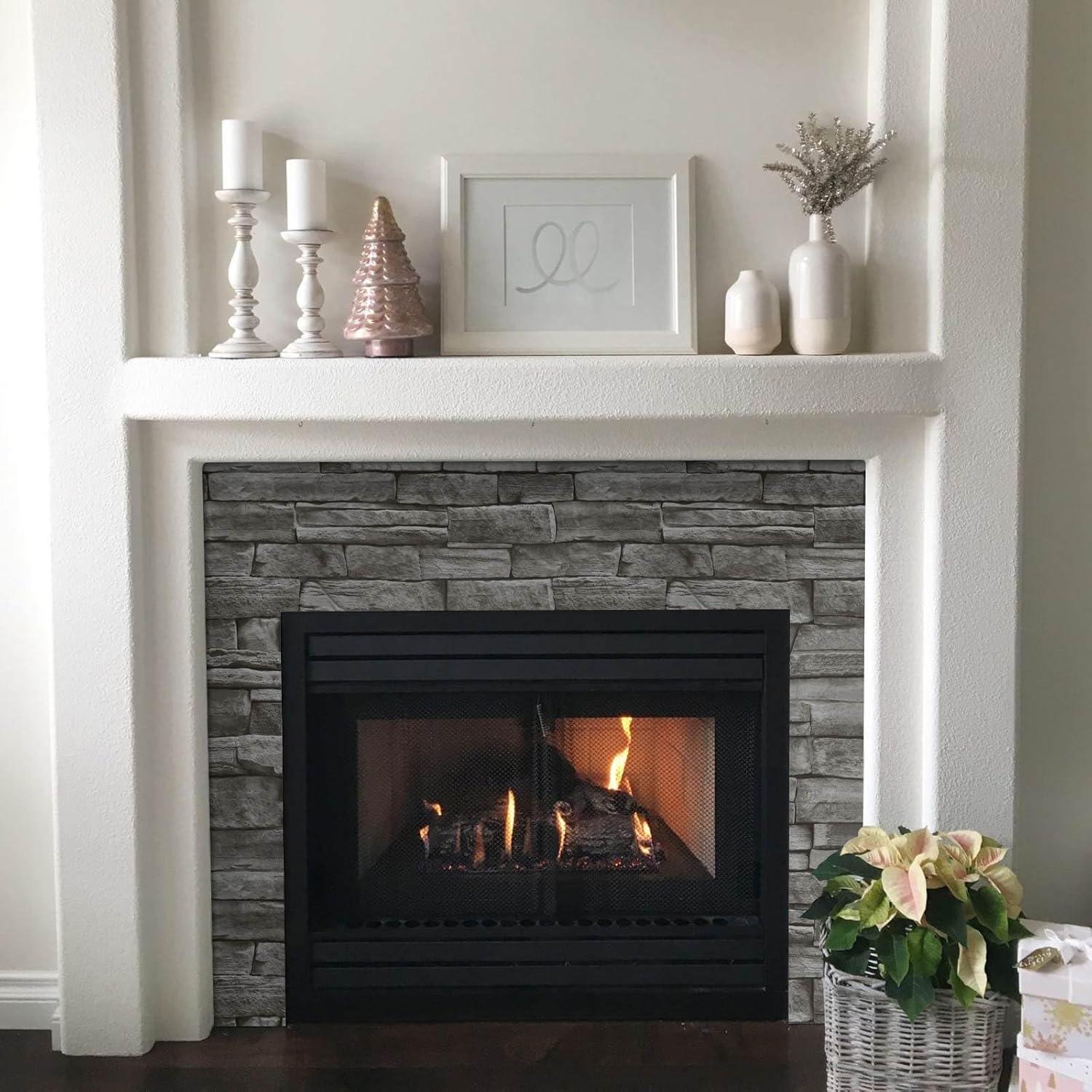 Papel Tapiz Autoadhesivo Ladrillo Piedra Gris Abyssaly 45x1000cm