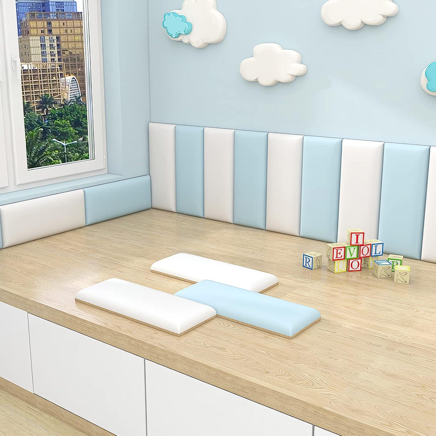 Acolchado de Pared Anticolisión 3D RWBATT 60x30 cm Azul Cielo