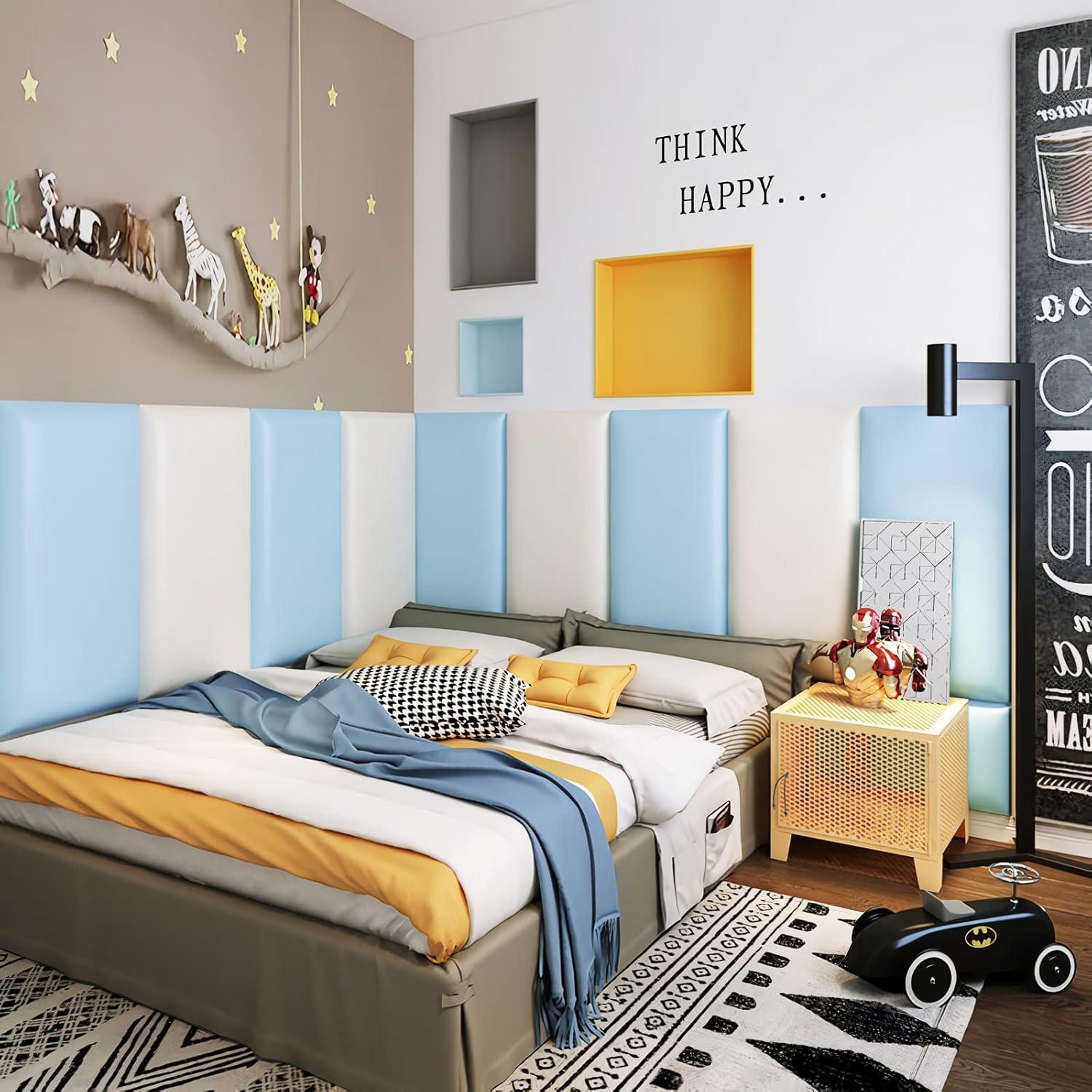 Acolchado de Pared Anticolisión 3D RWBATT 60x30 cm Azul Cielo