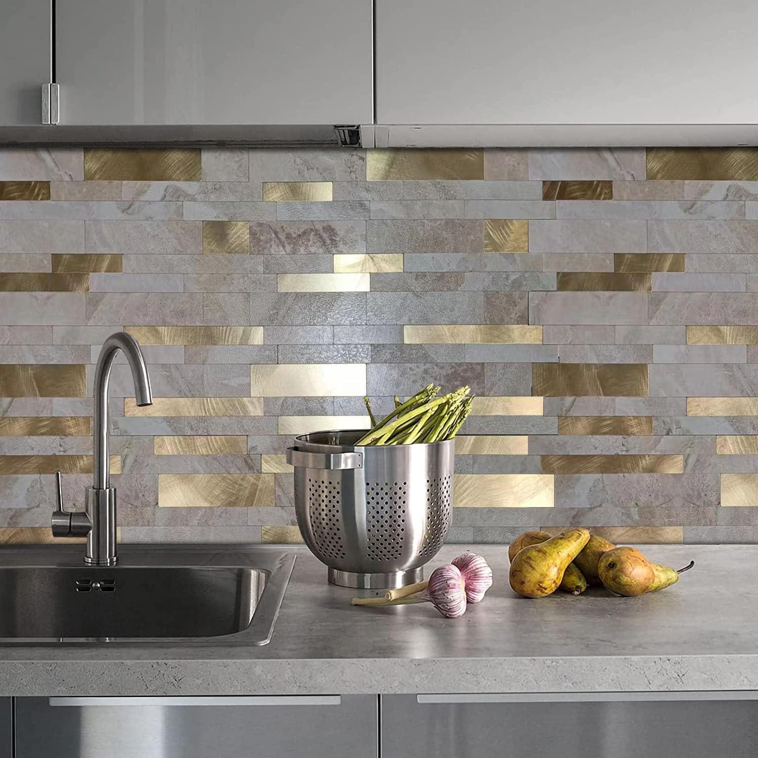 Azulejos Autoadhesivos XUANINY 10 Hojas 30x30 cm Mármol Beige