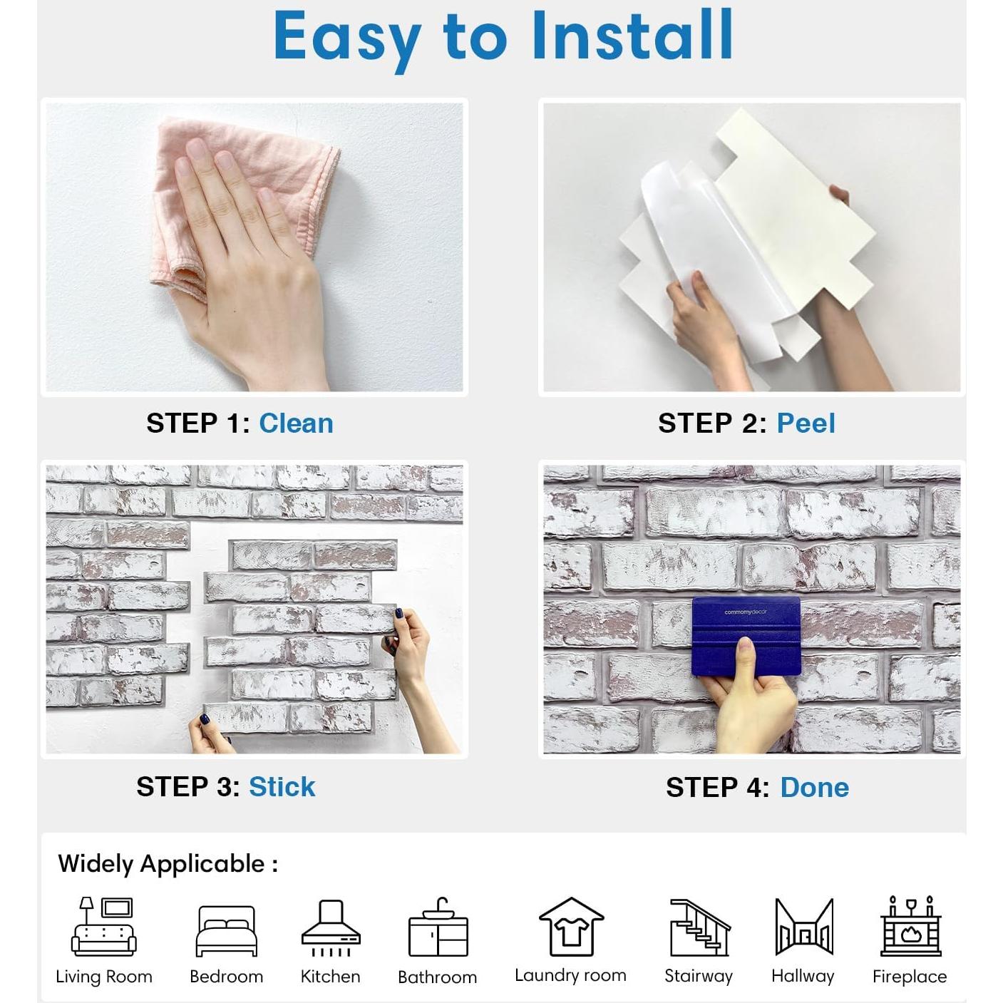 Paneles de Pared 3D Autoadhesivos COMSTICKC Ladrillo Falso 30x30 cm