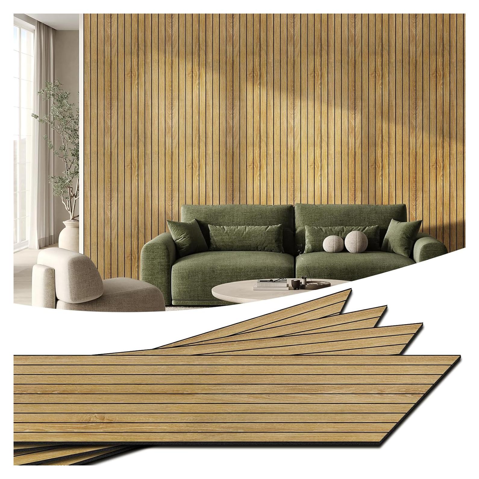 Paneles de Pared Aislantes Autoadhesivos WADILE 39.9x260 cm Roble Claro