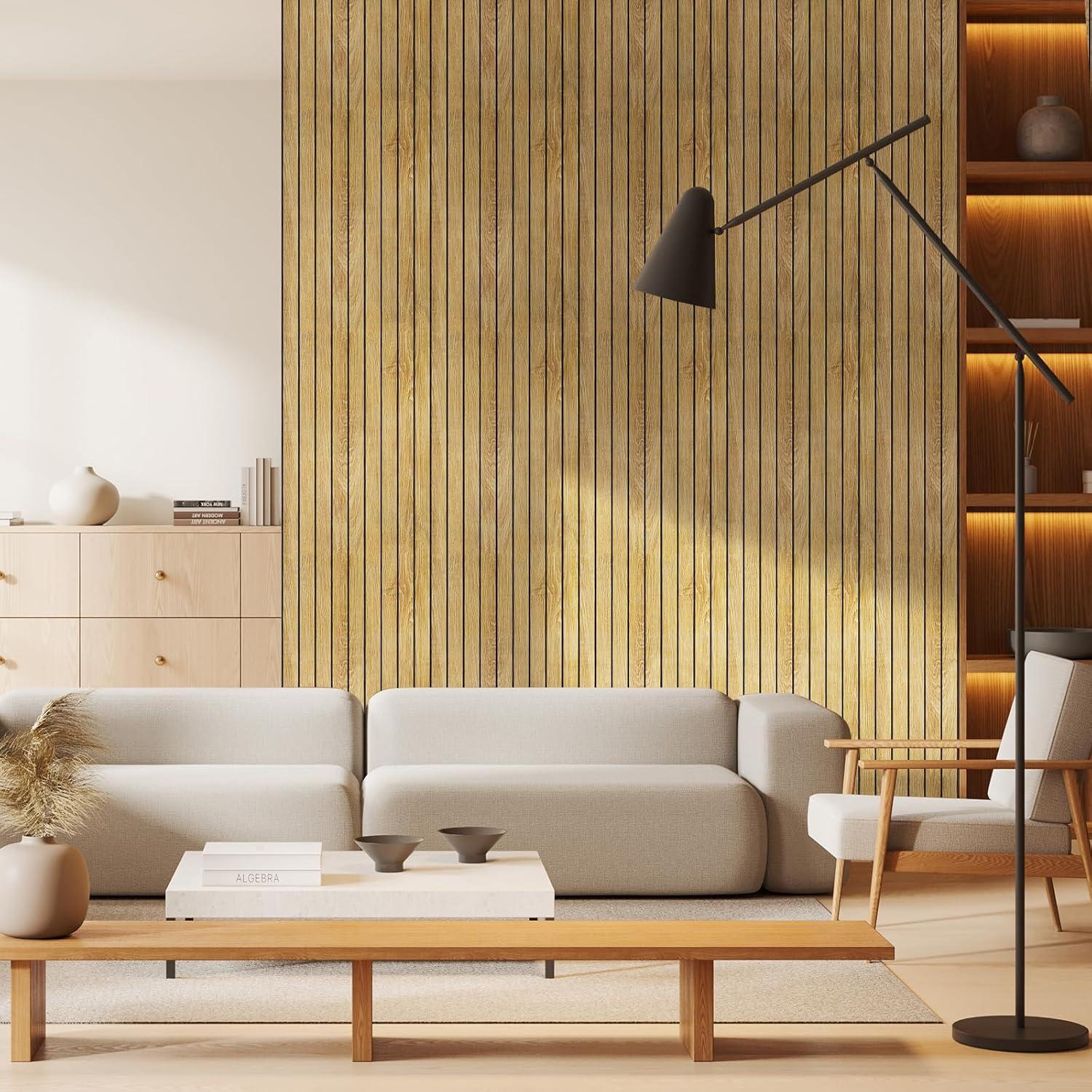 Paneles de Pared Aislantes Autoadhesivos WADILE 39.9x260 cm Roble Claro