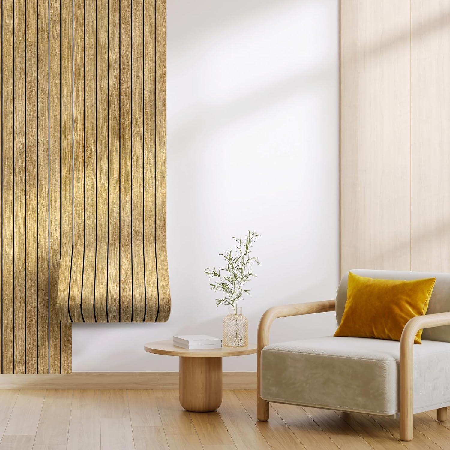 Paneles de Pared Aislantes Autoadhesivos WADILE 39.9x260 cm Roble Claro