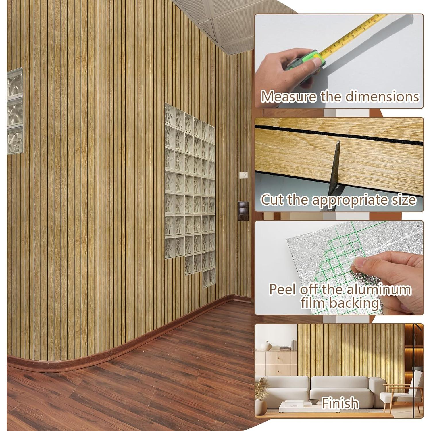 Paneles de Pared Aislantes Autoadhesivos WADILE 39.9x260 cm Roble Claro