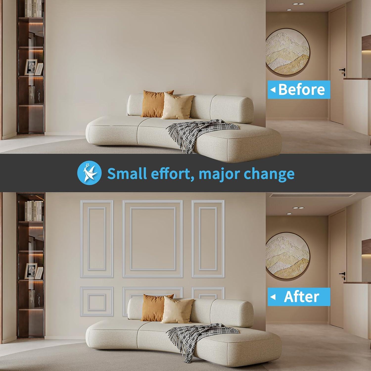 Juego de Molduras de Pared Pre-Cortadas Art3d 12 Marcos Blancos