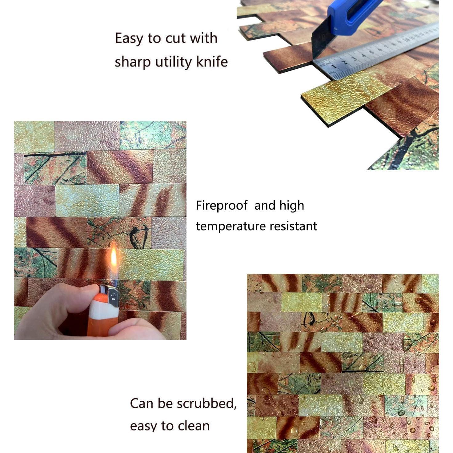 Azulejo Autoadhesivo 3D Weimeisc Aluminio 10 Hojas 30.48x27.69cm