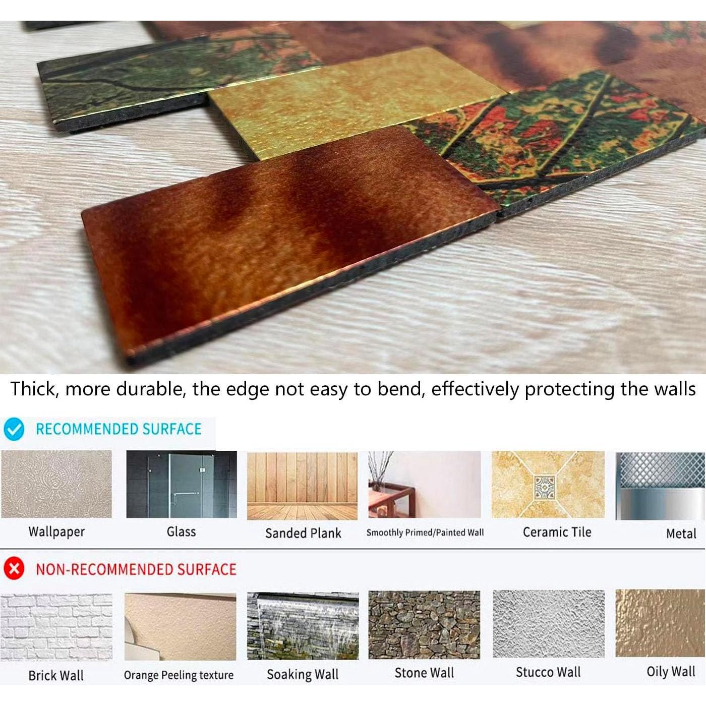 Azulejo Autoadhesivo 3D Weimeisc Aluminio 10 Hojas 30.48x27.69cm