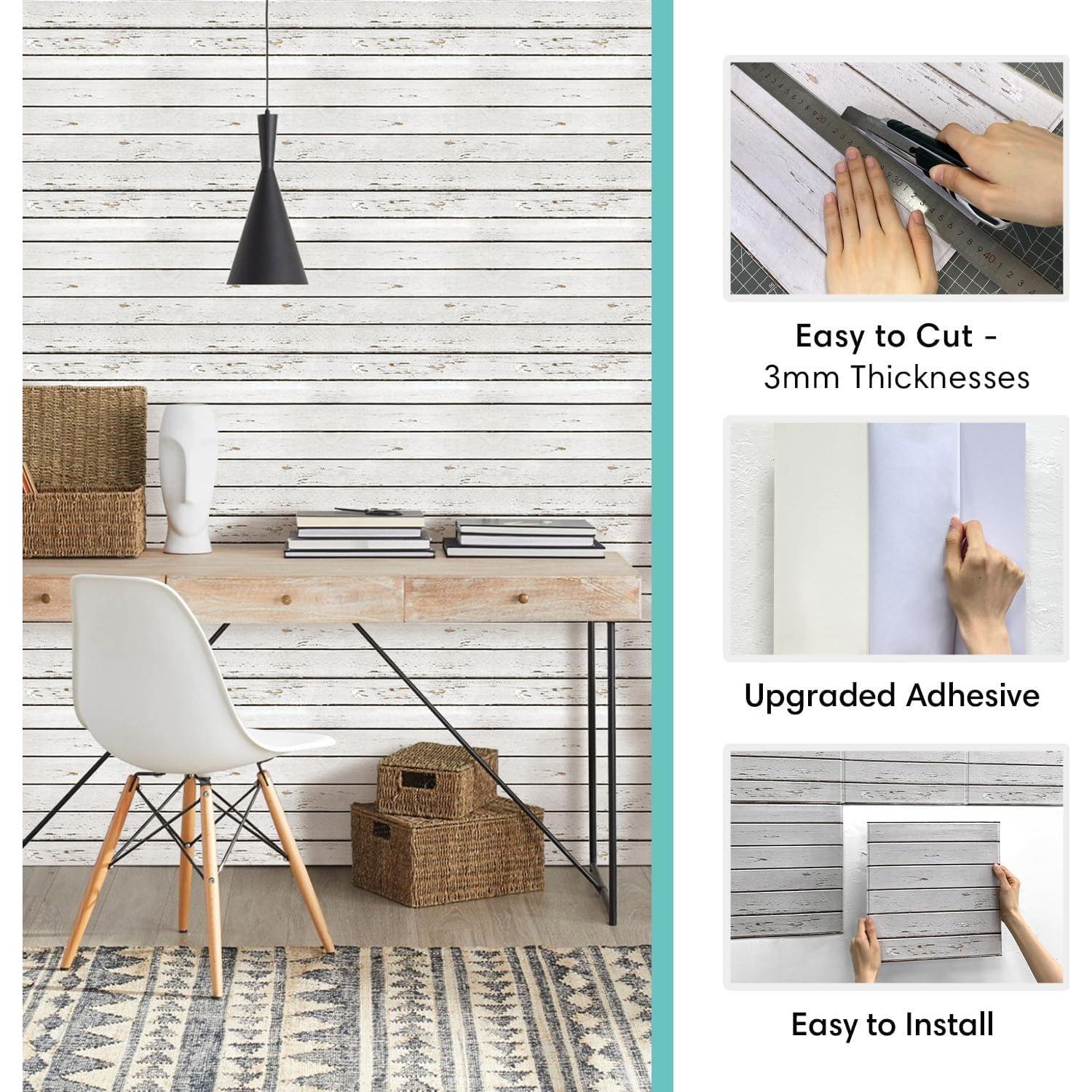 Paneles de Pared 3D Commomy 10 Pcs PVC 30x30 cm Gris-Blanco