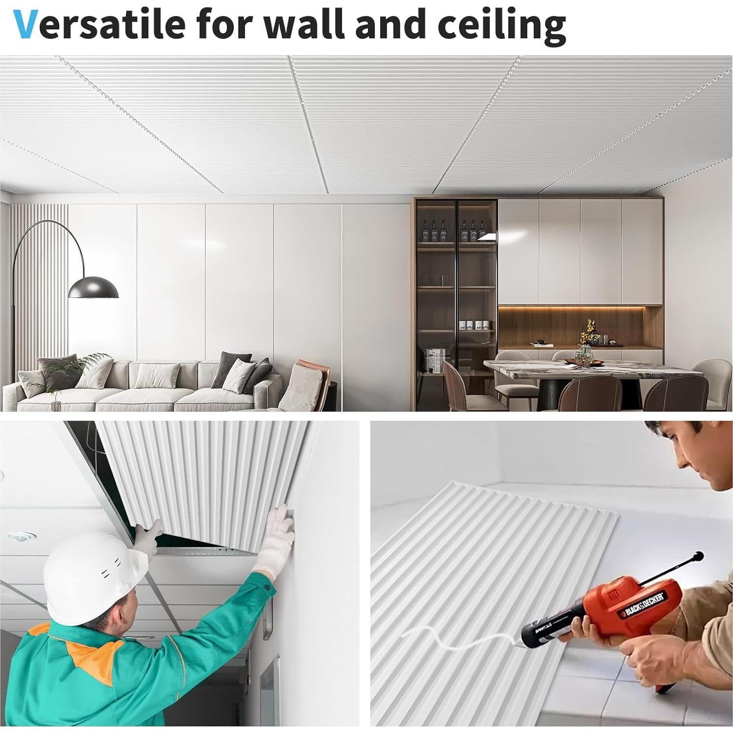 Paneles de Pared 3D Art3d - 6 Piezas 61x122 cm Blanco