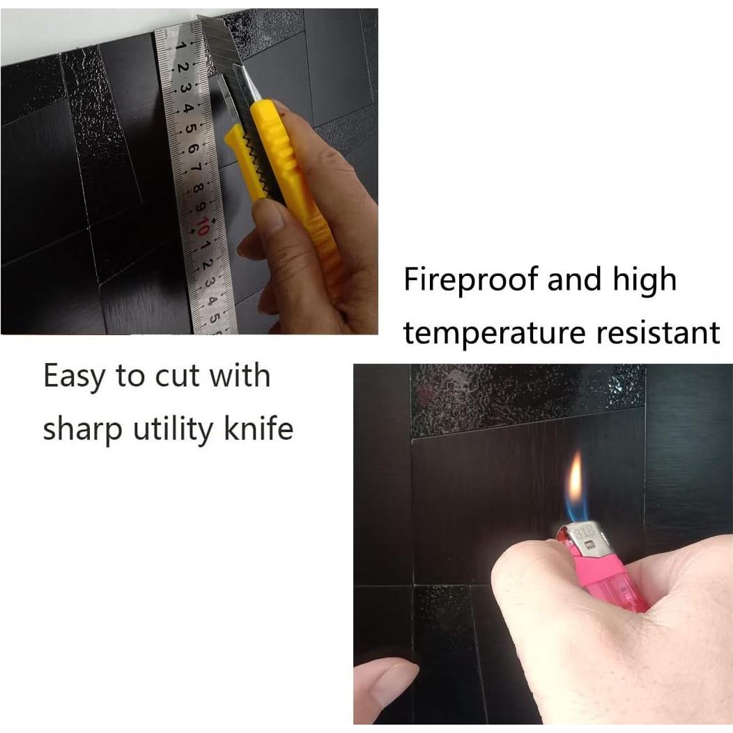 Azulejos Autoadhesivos XUANINY 3D Metal Gris Cepillado 30x30cm