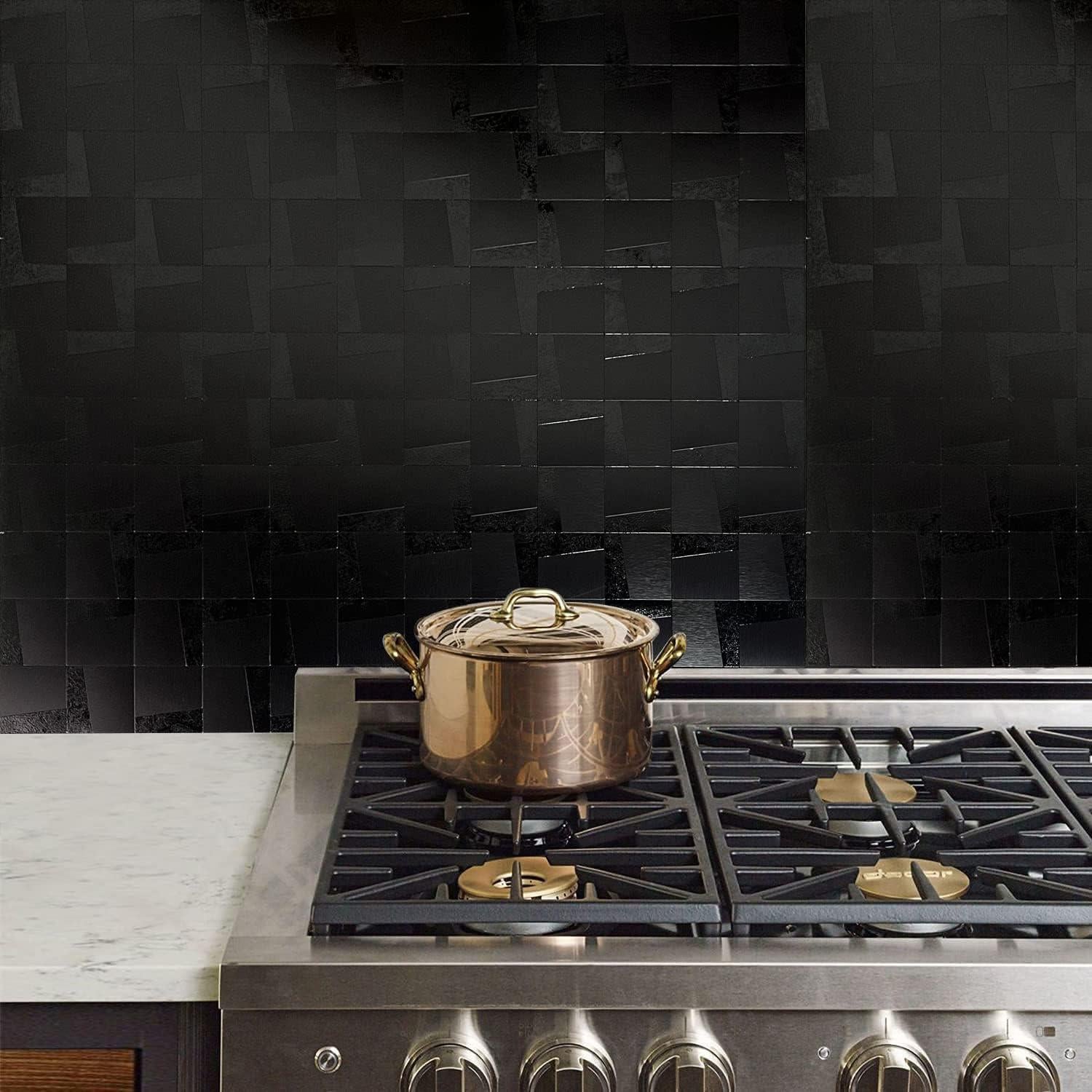 Azulejos Autoadhesivos XUANINY 3D Metal Gris Cepillado 30x30cm