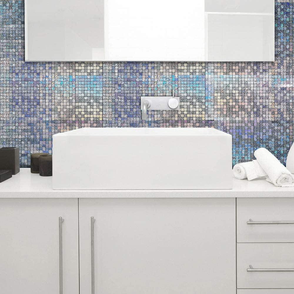 10 Hojas Azulejos Autoadhesivos Aluminio 3D XUANINY Plata 30.48x30.48cm