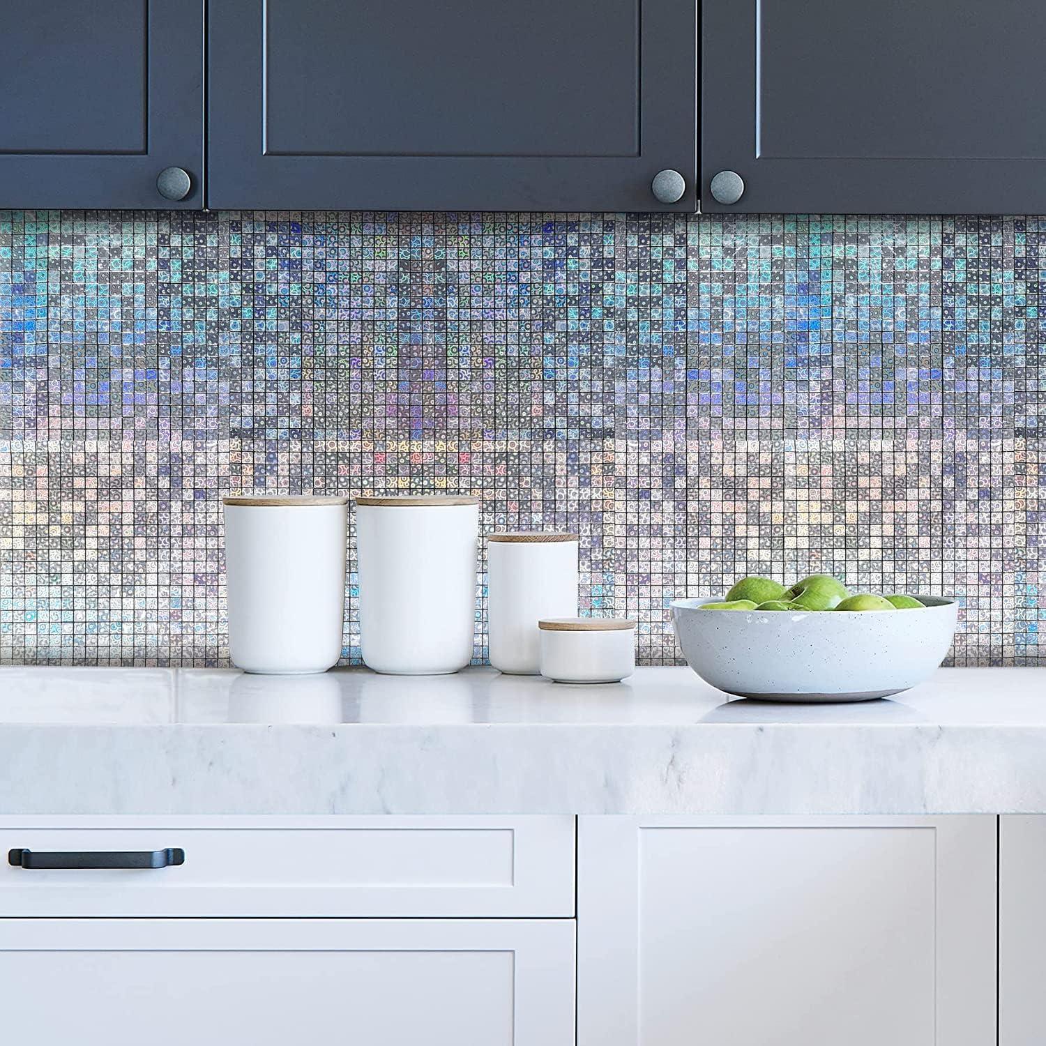 10 Hojas Azulejos Autoadhesivos Aluminio 3D XUANINY Plata 30.48x30.48cm