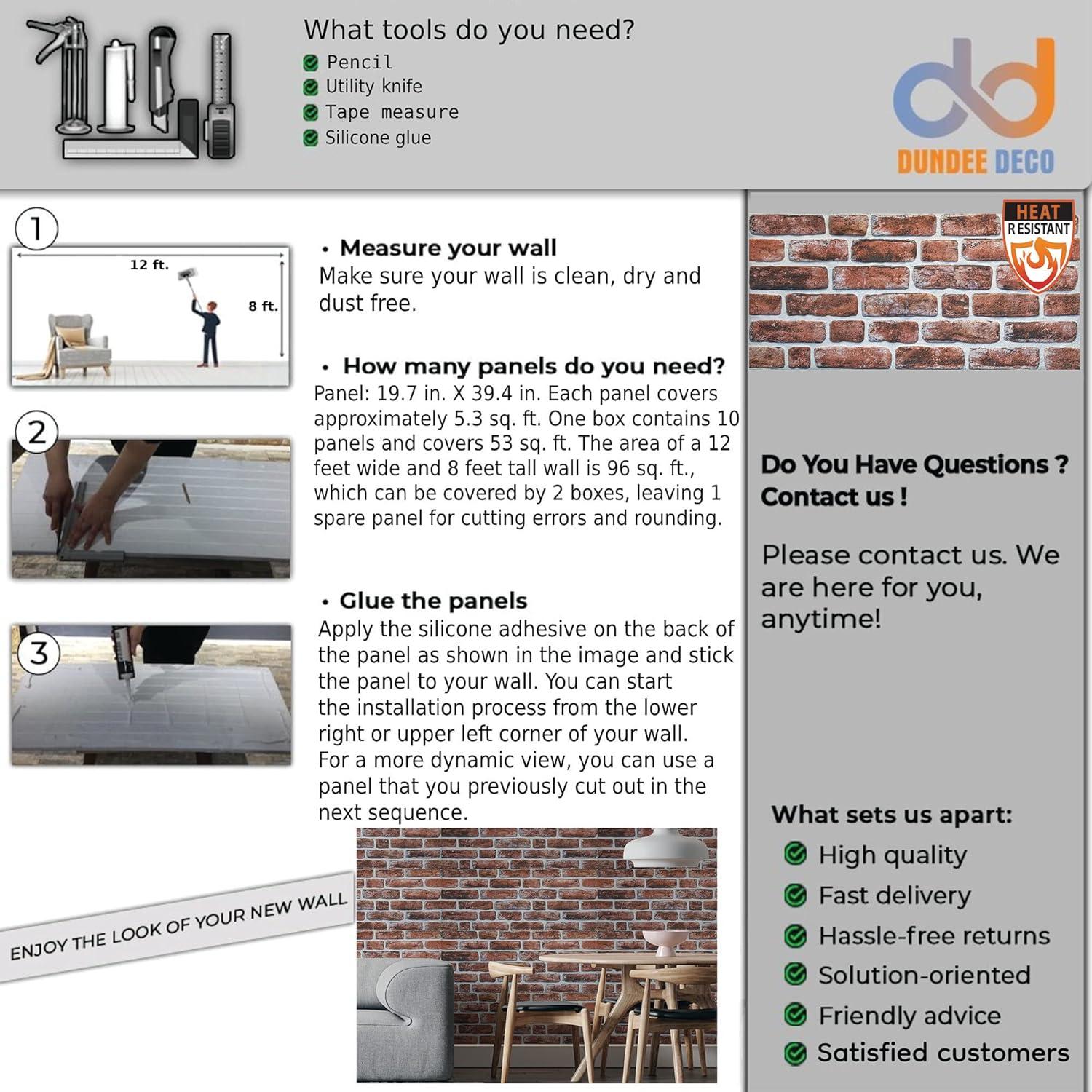 Paneles de Pared 3D Dundee Deco Ladrillo Caoba 5.0 m²