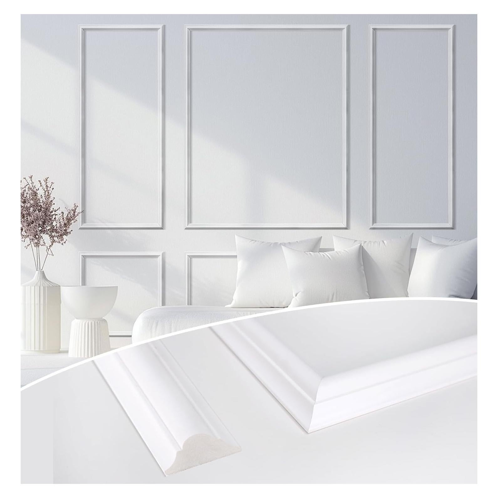 Juego de Molduras de Paneles de Pared STICKGOO 6 Marcos Blancos