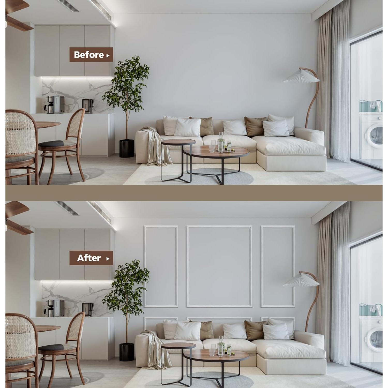 Juego de Molduras de Paneles de Pared STICKGOO 6 Marcos Blancos