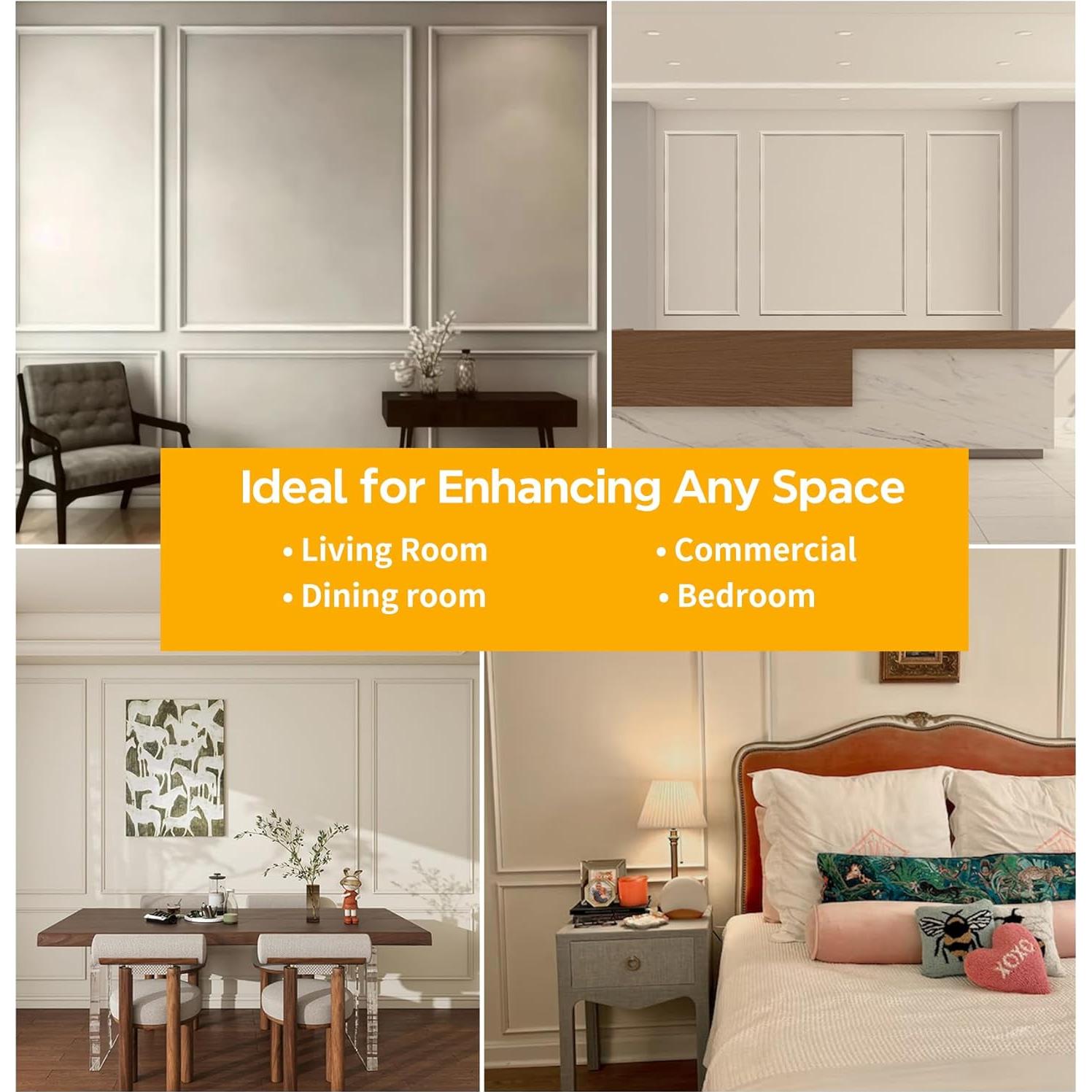 Juego de Molduras de Paneles de Pared STICKGOO 6 Marcos Blancos