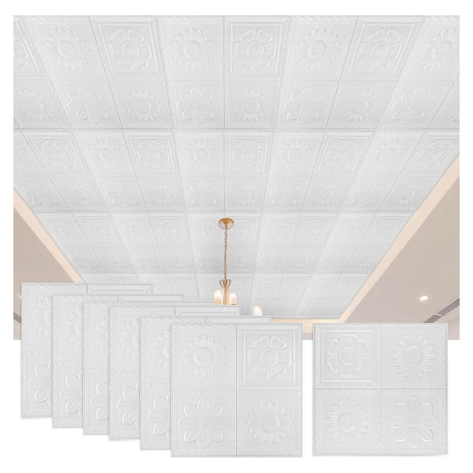 20 Azulejos de Espuma Autoadhesivos 3D Nuanchu 35x35 cm Blancos