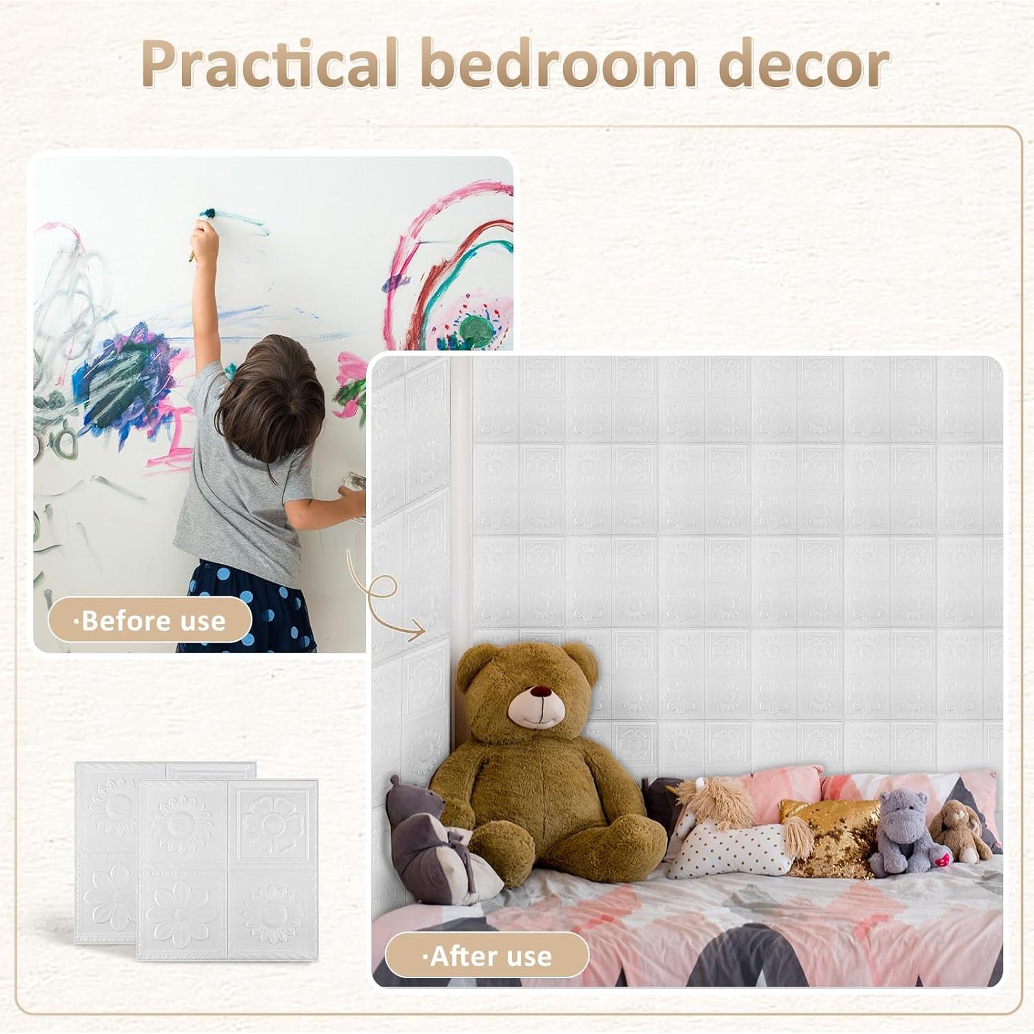 20 Azulejos de Espuma Autoadhesivos 3D Nuanchu 35x35 cm Blancos