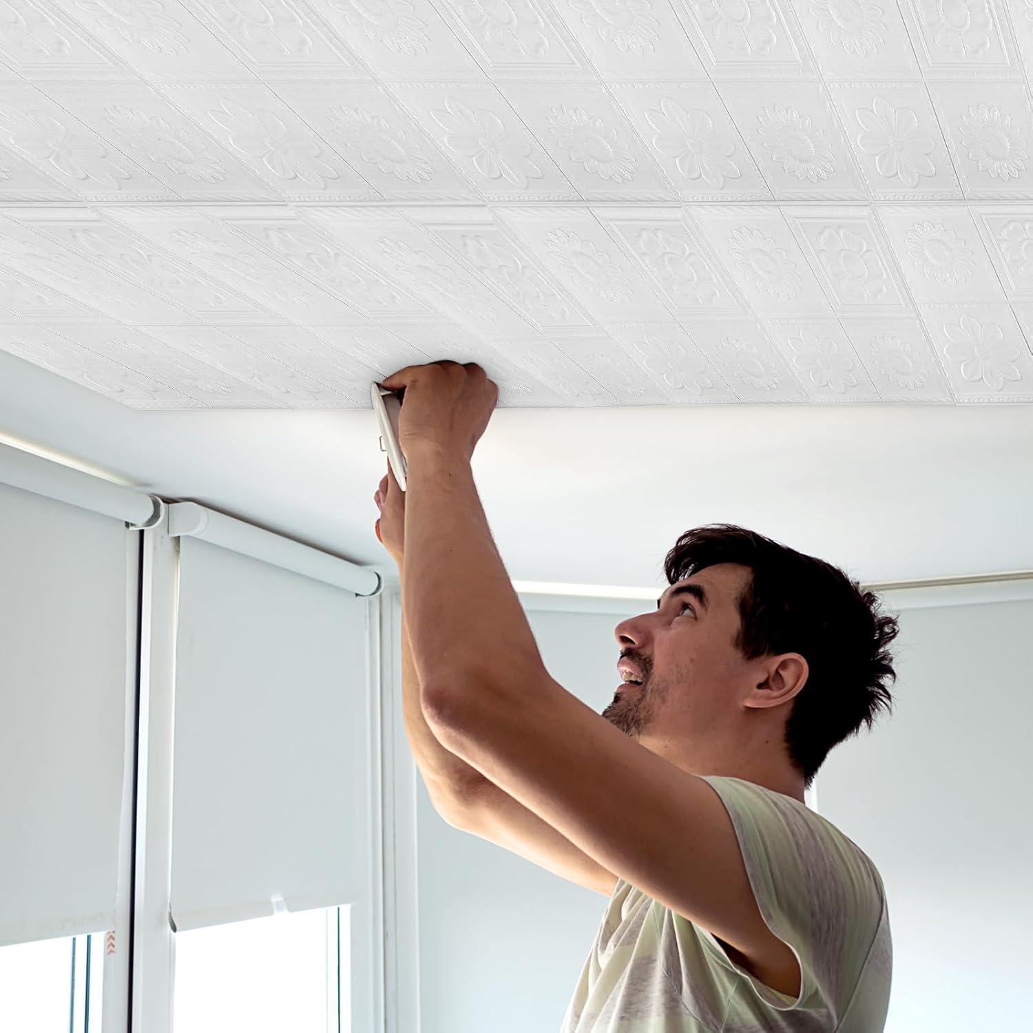 20 Azulejos de Espuma Autoadhesivos 3D Nuanchu 35x35 cm Blancos