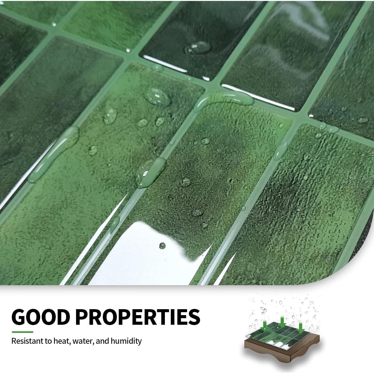 Azulejos de Pared 3D Autoadhesivos DAGOU Verde 30.5x22.9 cm