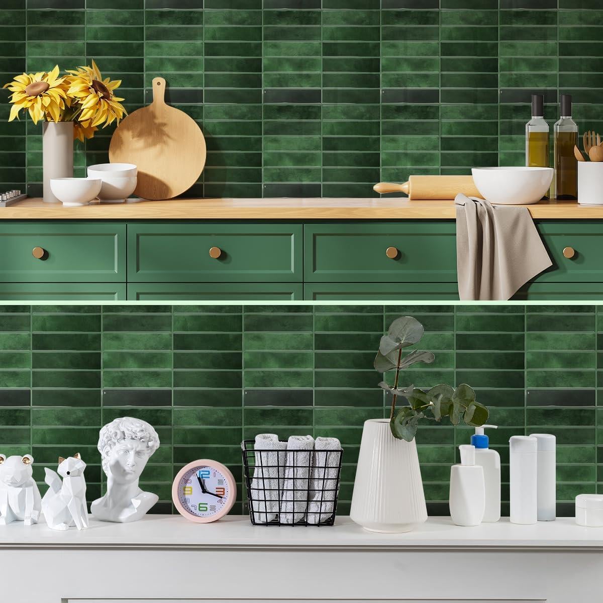 Azulejos de Pared 3D Autoadhesivos DAGOU Verde 30.5x22.9 cm