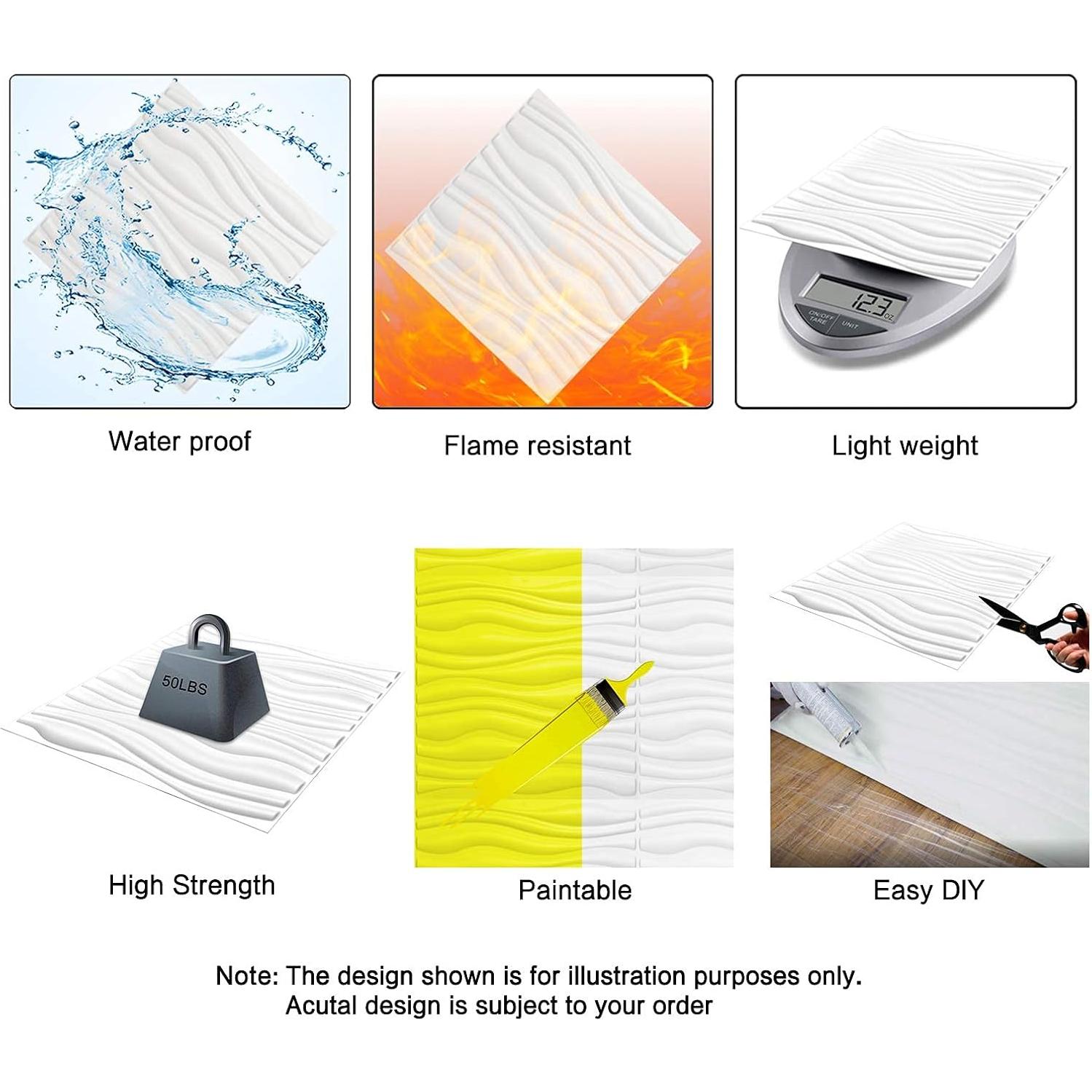 Paneles de Pared 3D Art3d Diamante Azul 12 Piezas 30.48cm