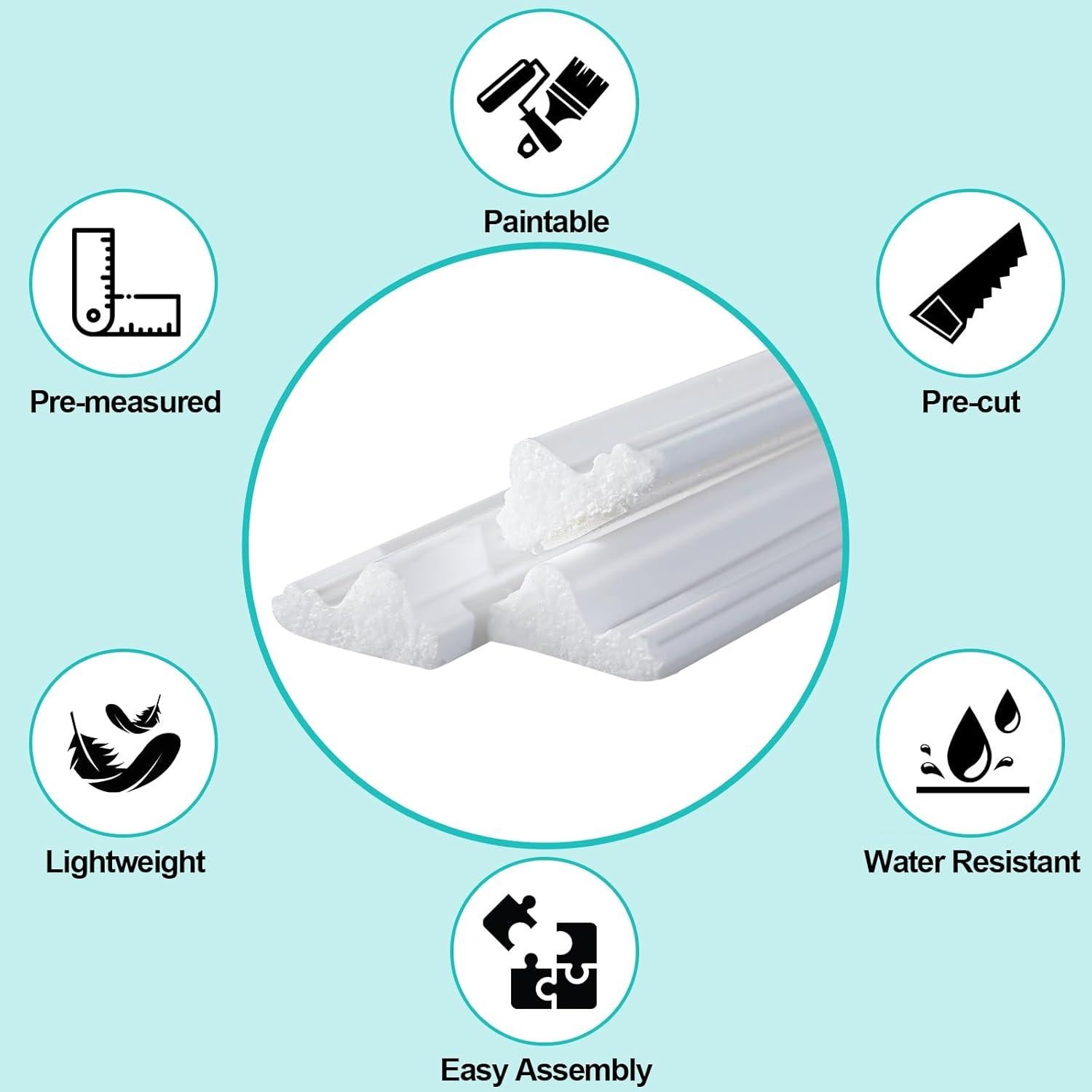 Kit de Moldura de Pared Autoadhesiva Pangda 32 Paneles Blancos