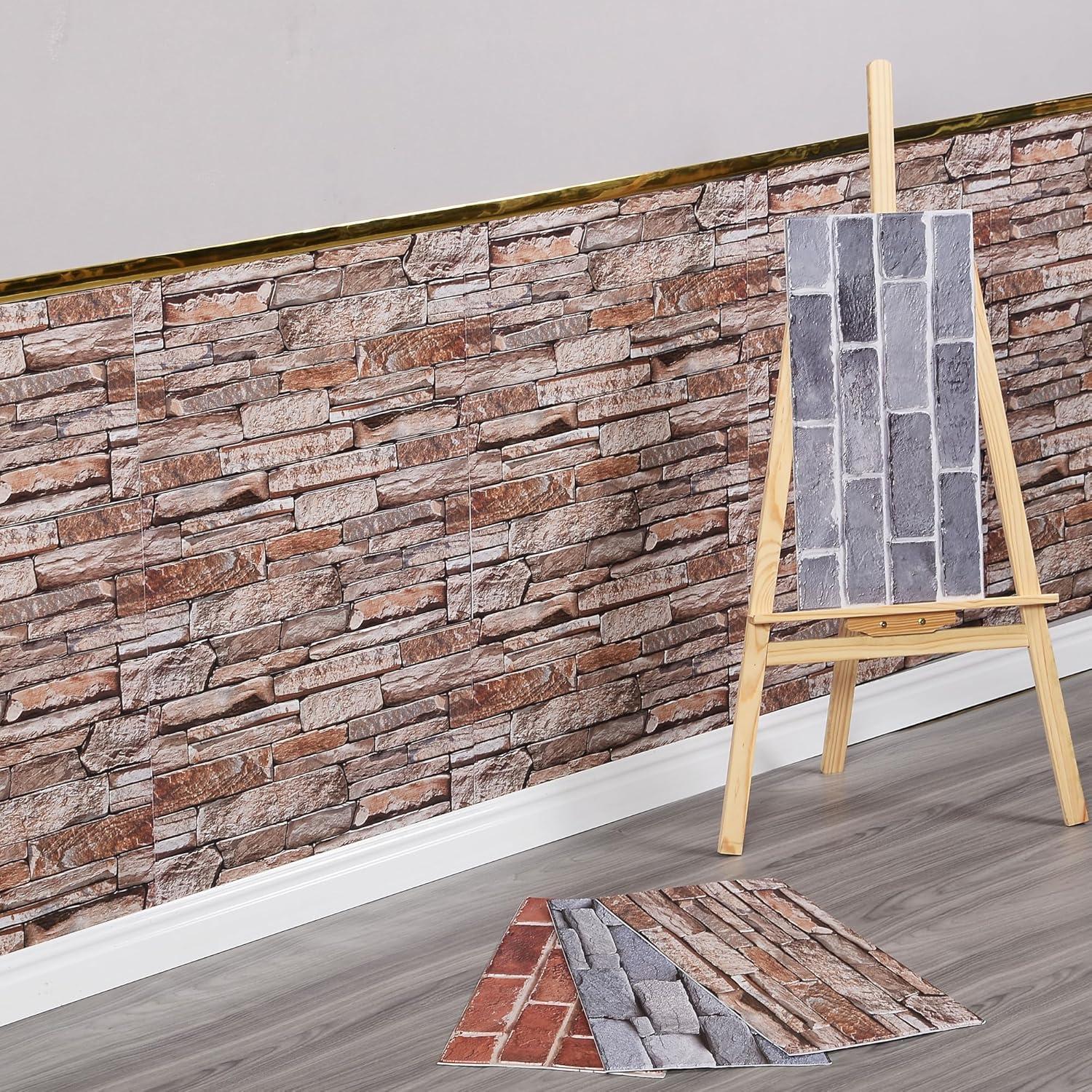 Paneles de Pared 3D Haimin Autoadhesivos Ladrillo de Roca 10 Pcs