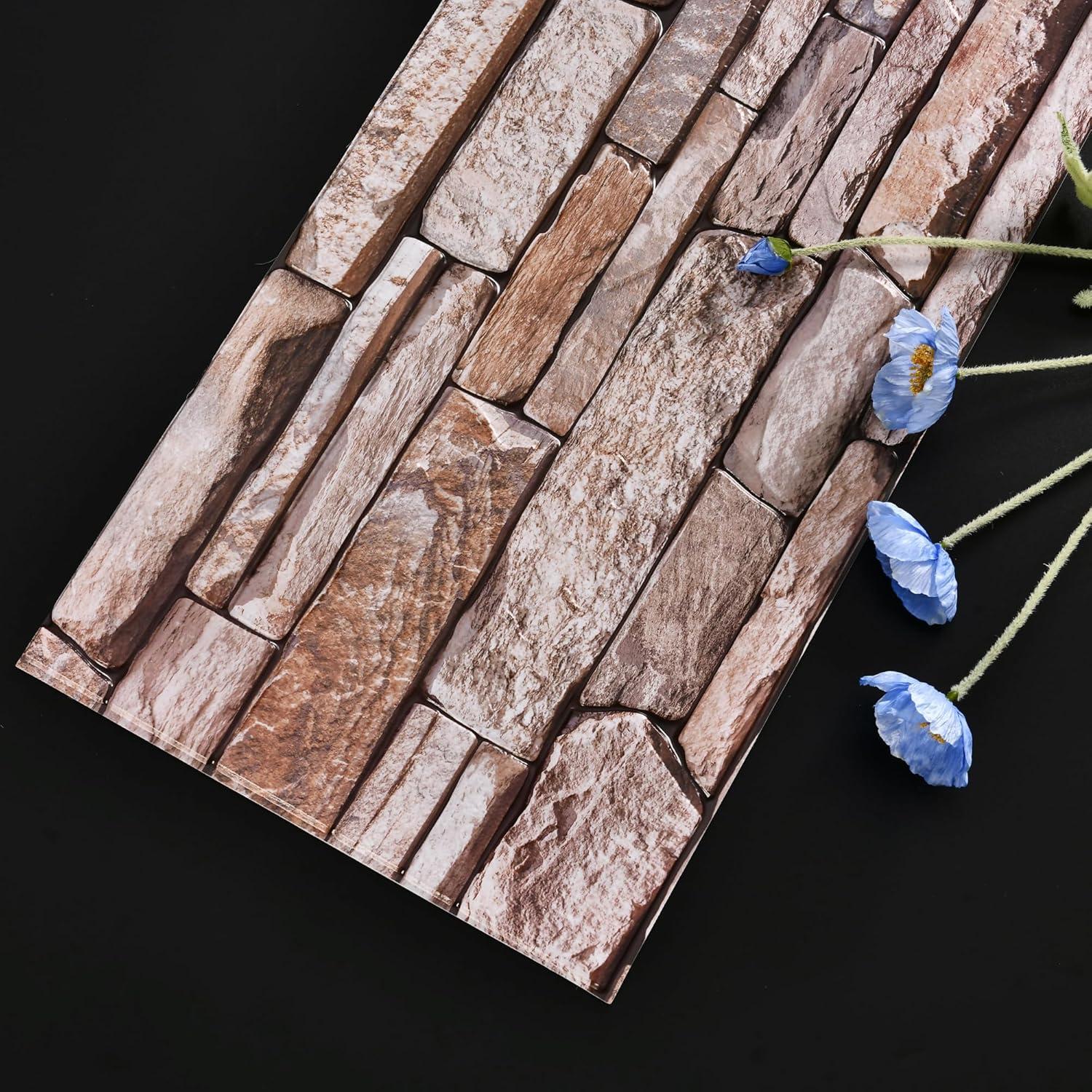 Paneles de Pared 3D Haimin Autoadhesivos Ladrillo de Roca 10 Pcs