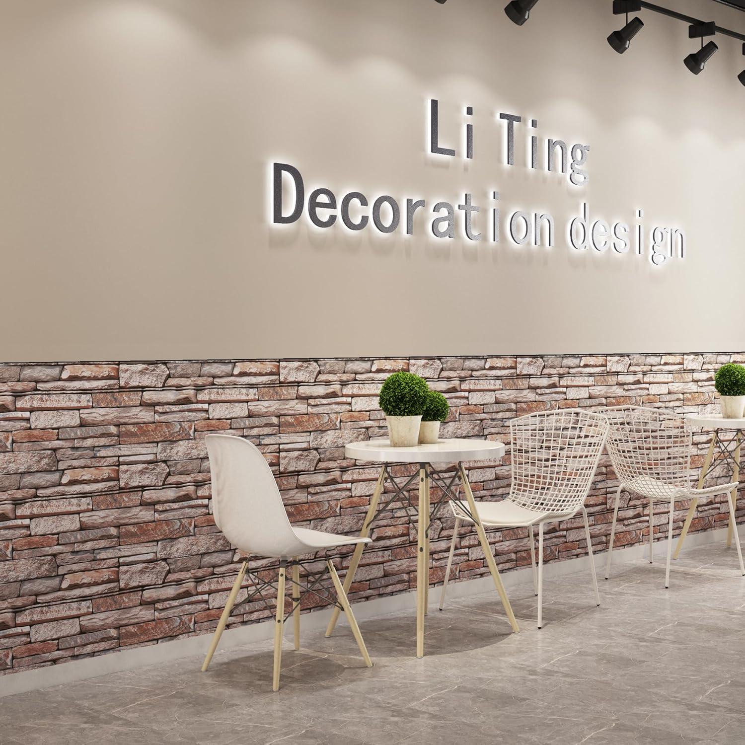 Paneles de Pared 3D Haimin Autoadhesivos Ladrillo de Roca 10 Pcs