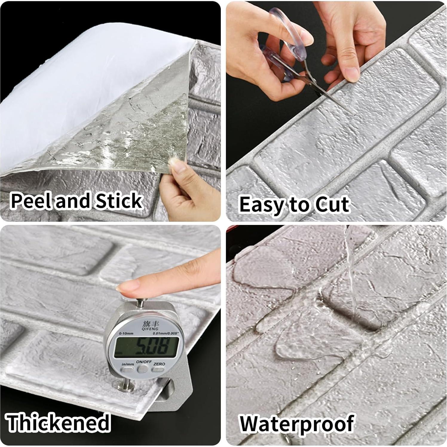 Paneles de Pared 3D Haimin Autoadhesivos Ladrillo de Roca 10 Pcs