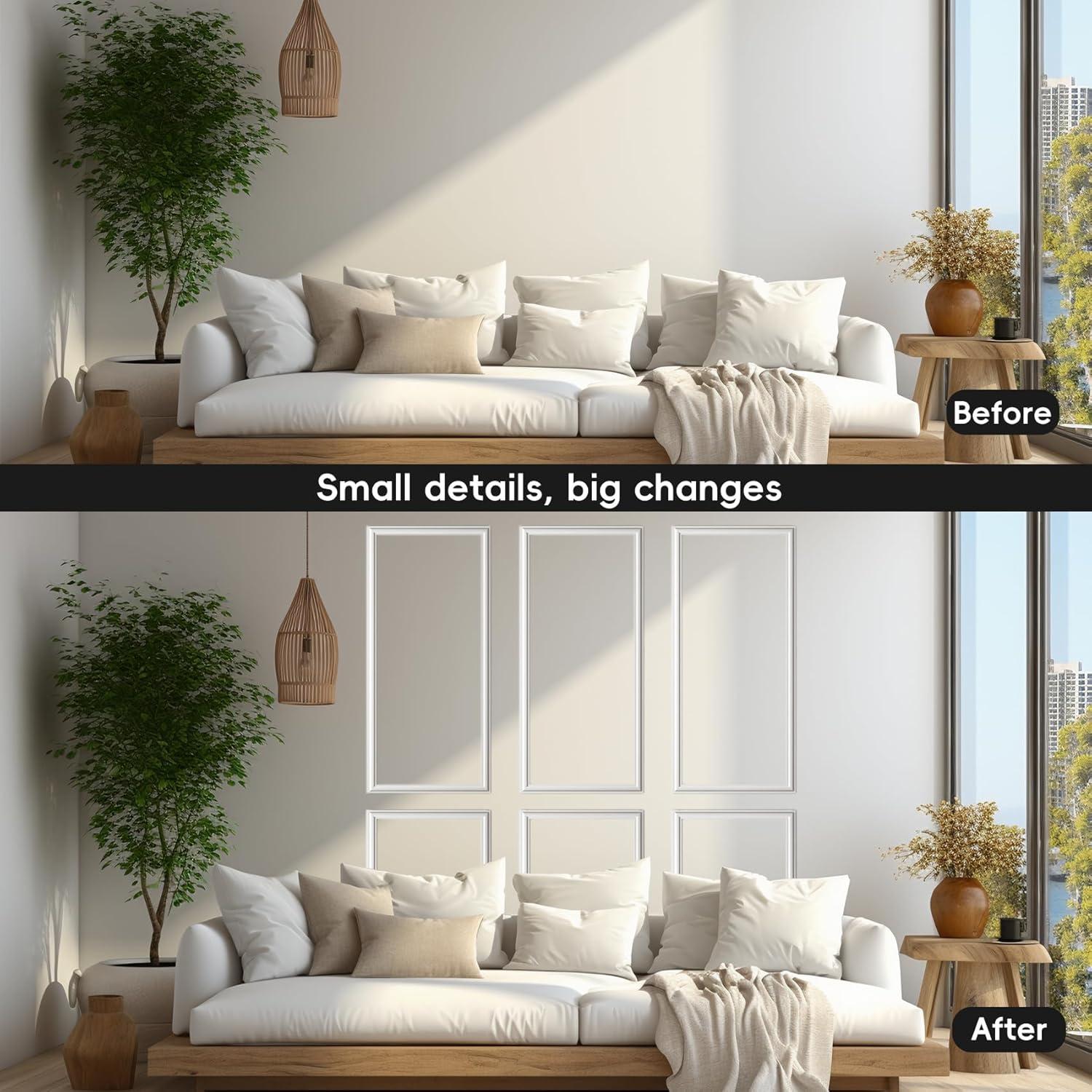 Kit de Moldura de Pared Autoadhesiva Fancat 137x61 cm Blanco