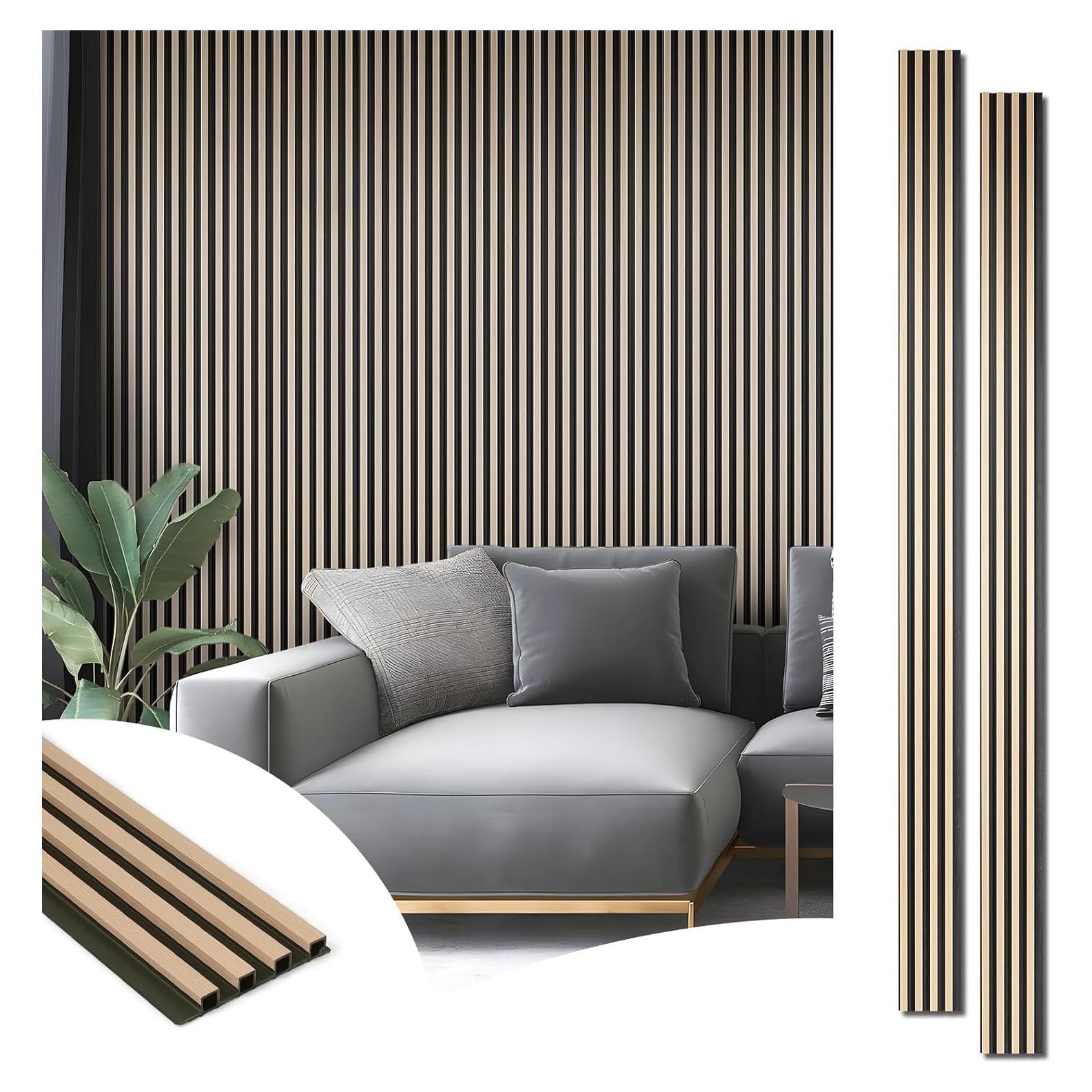 Paneles de Pared Acústicos Art3d WPC 8 Piezas 243.84x15.24cm Roble