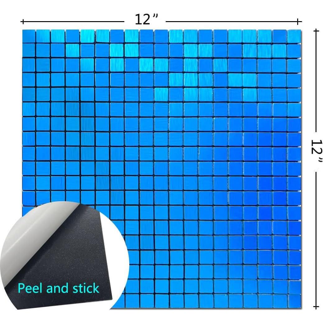 Azulejo Autoadhesivo 3D Weimeisc 30x30 cm Azul Aluminio