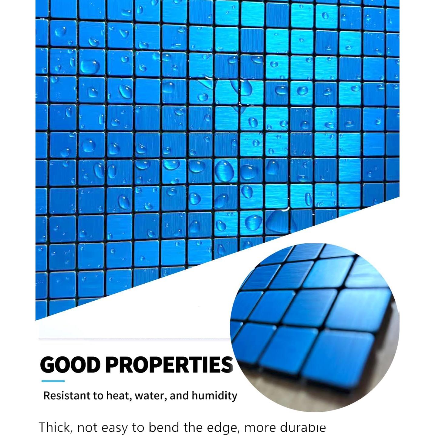 Azulejo Autoadhesivo 3D Weimeisc 30x30 cm Azul Aluminio