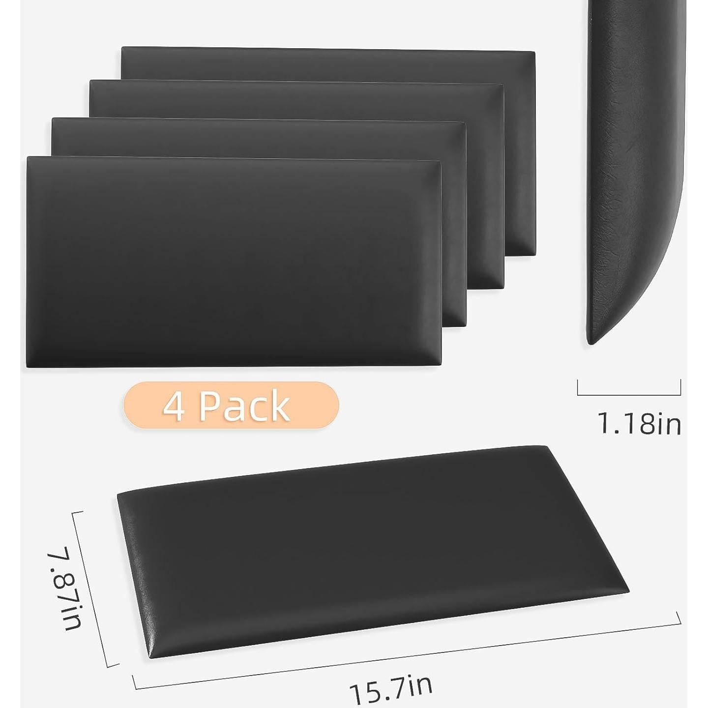 Paneles de Cabecero Autoadhesivos Umedol 4 Piezas Negro 19.8x39.9 cm