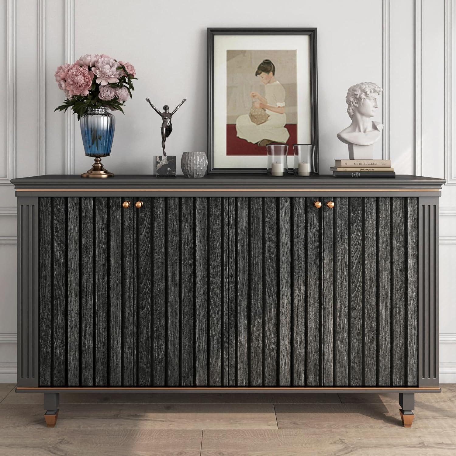 Papel Tapiz Autoadhesivo FunStick 60x500 cm Madera Negra