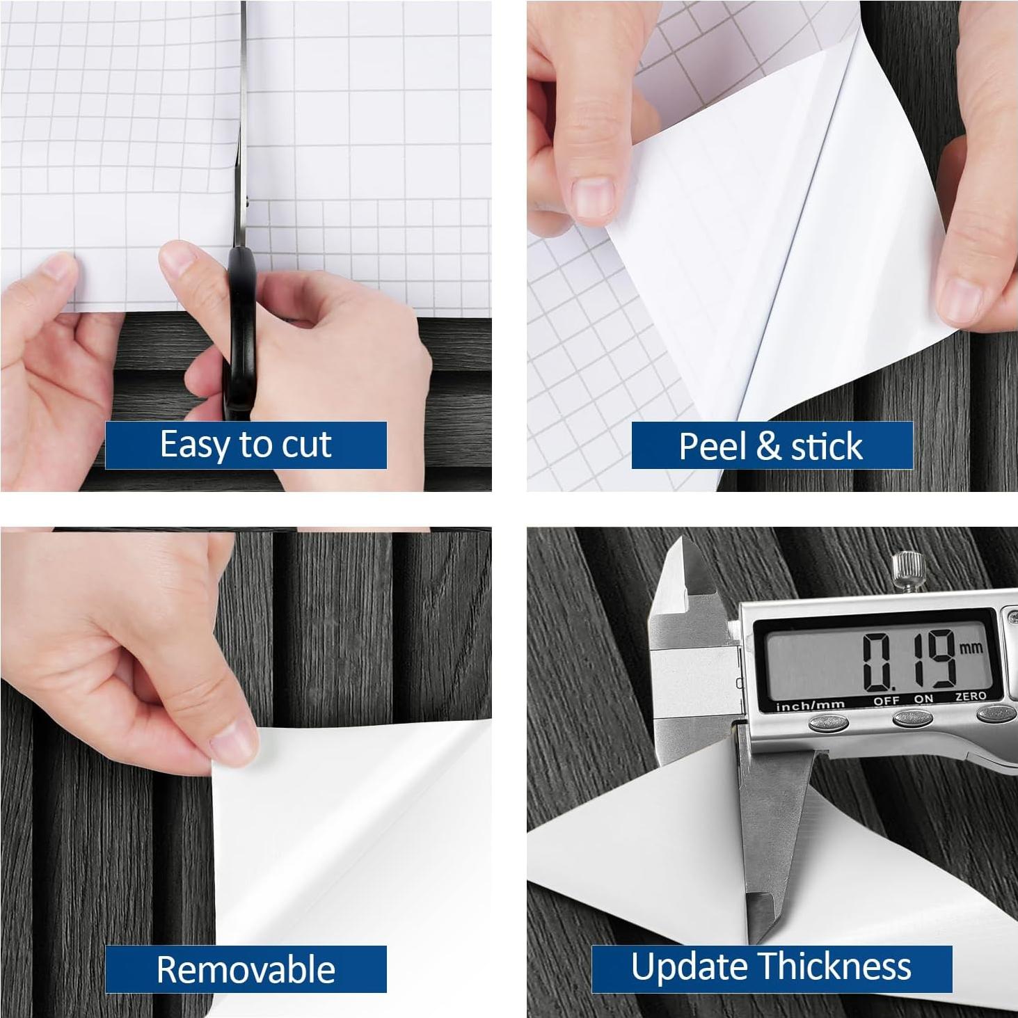 Papel Tapiz Autoadhesivo FunStick 60x500 cm Madera Negra