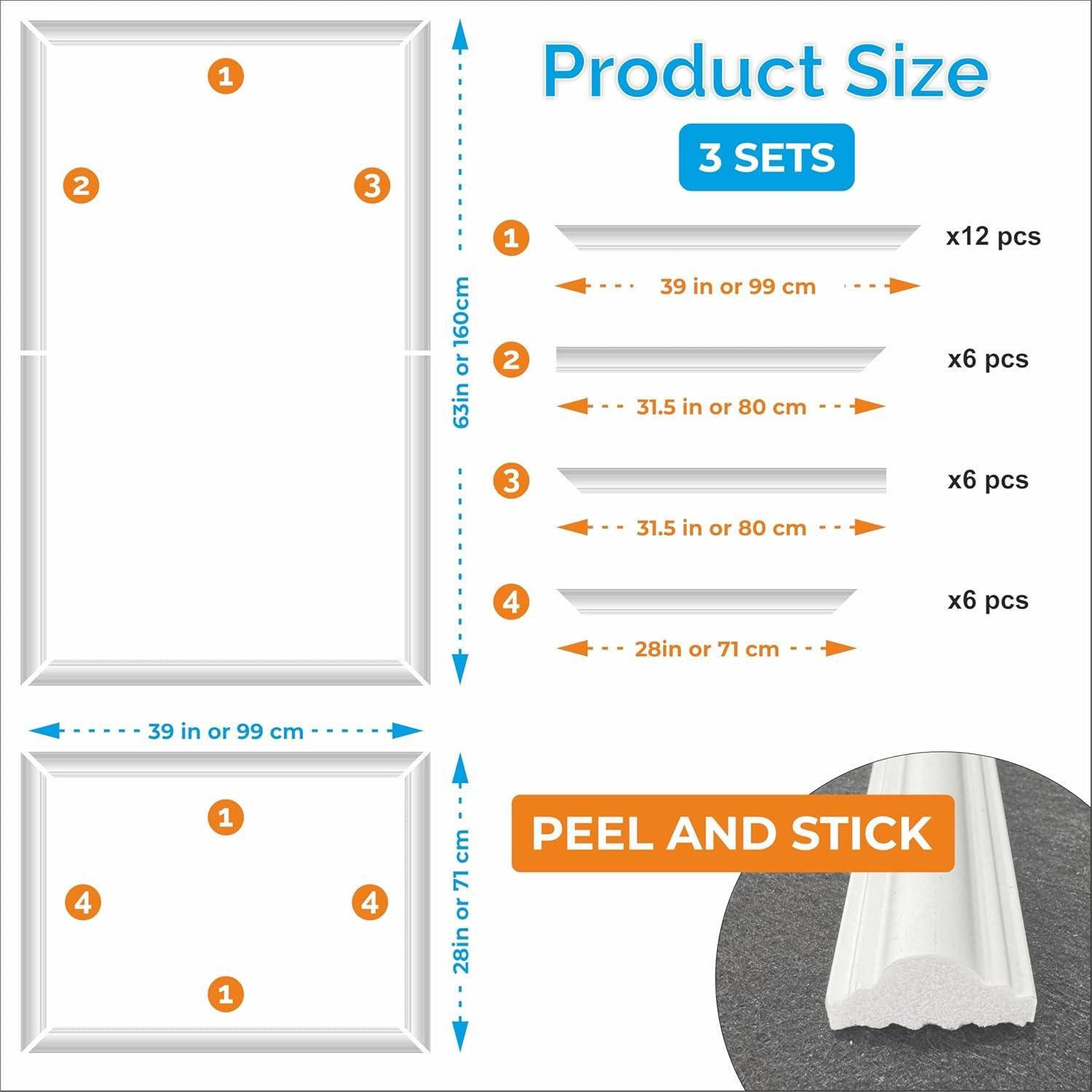 Kit de Molduras Autoadhesivas Birdeco 99x160 cm Blanco
