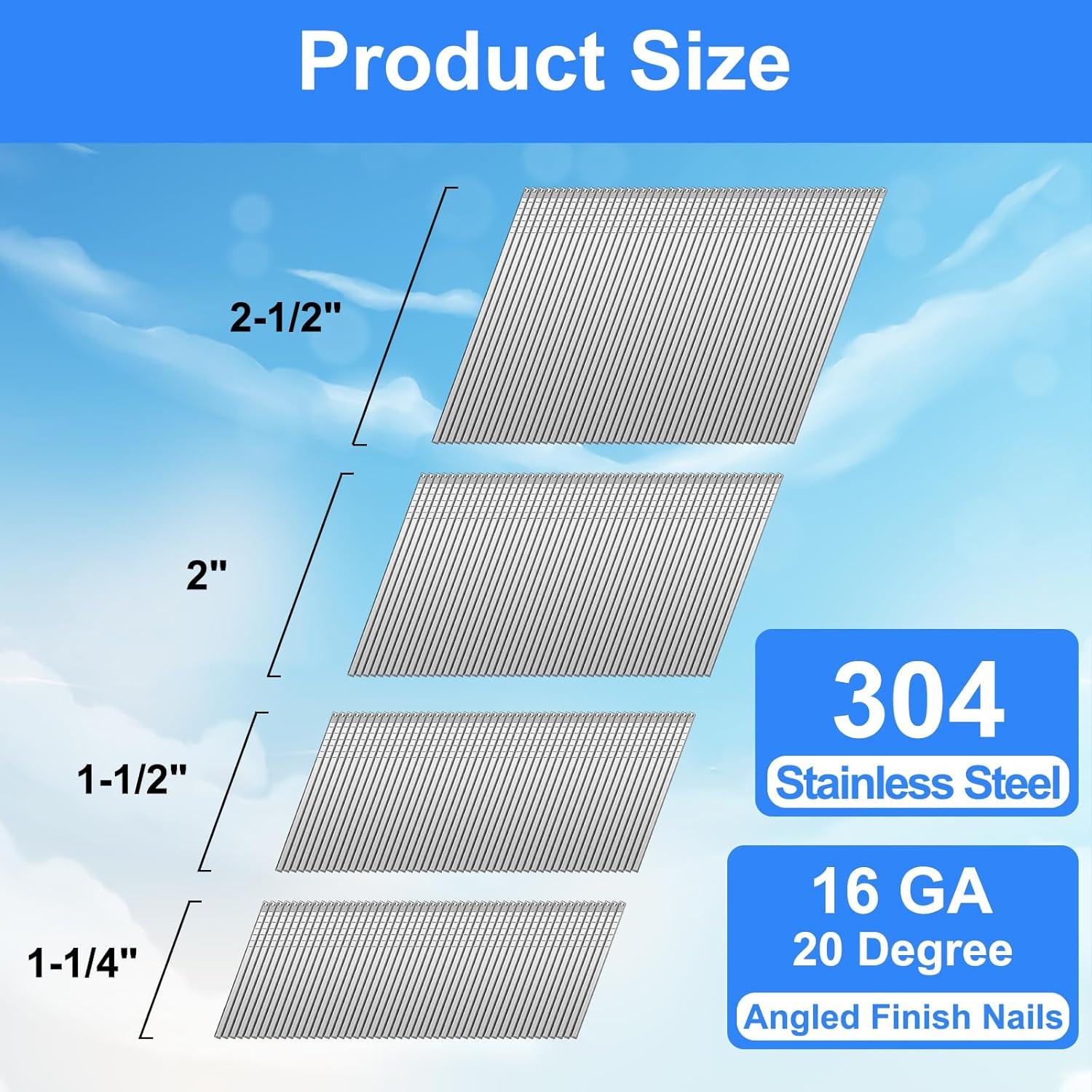 Clavos de Acabado Angulados 16GA SimCos 1800 pcs Acero Inoxidable