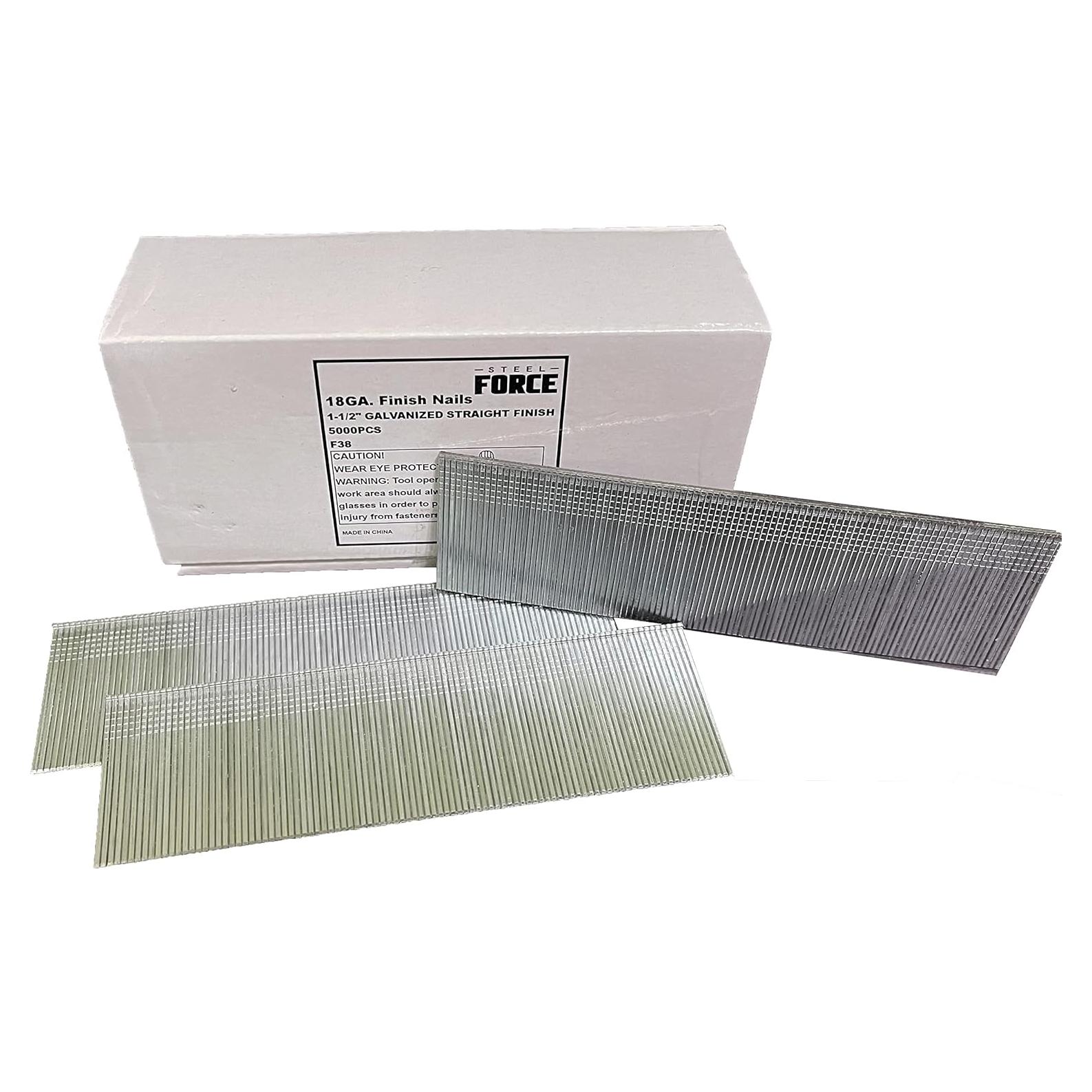 Clavos Brad 18 GA Steel Force F38 Acero Galvanizado 5000 Unidades