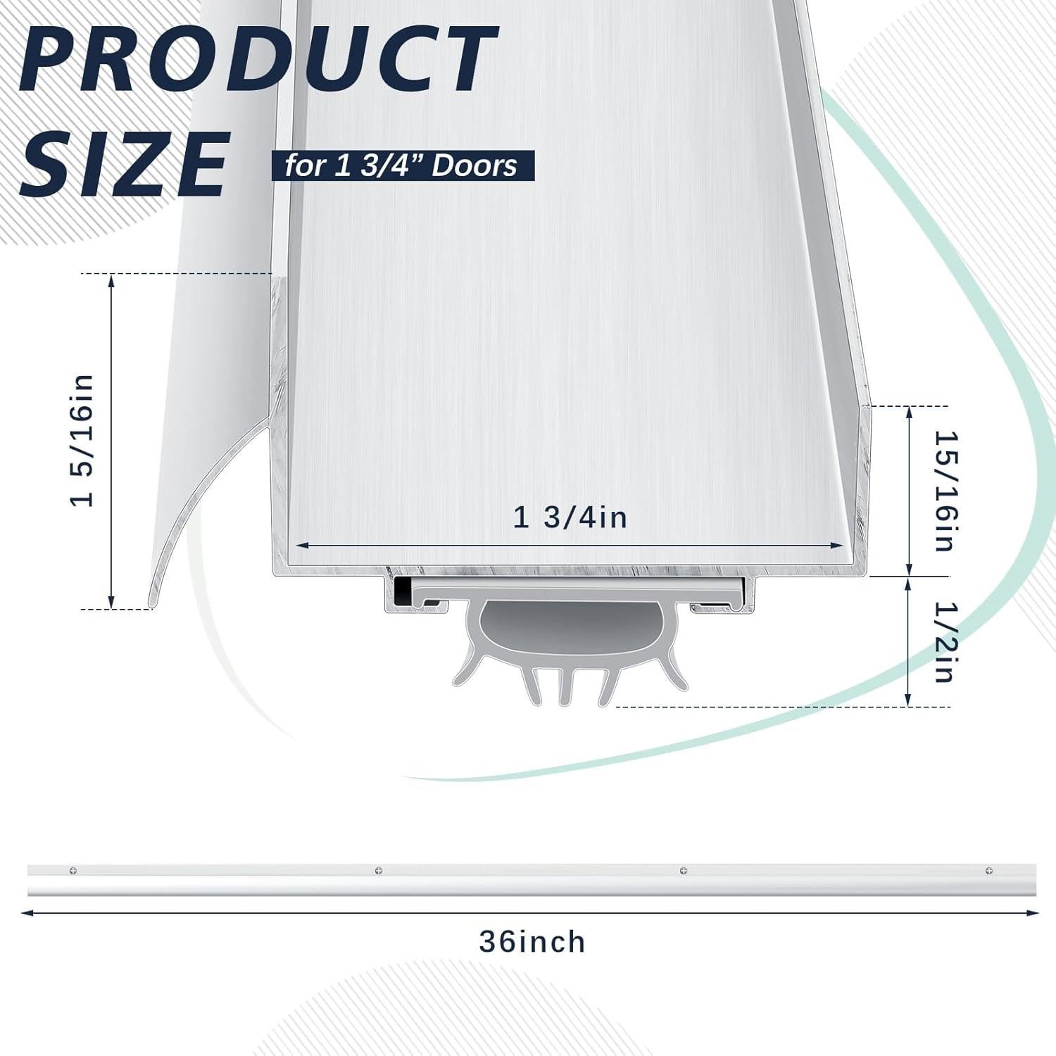 Barrera Inferior de Puerta Aluminio MorningRo 91.44 cm Plata 2 Pcs