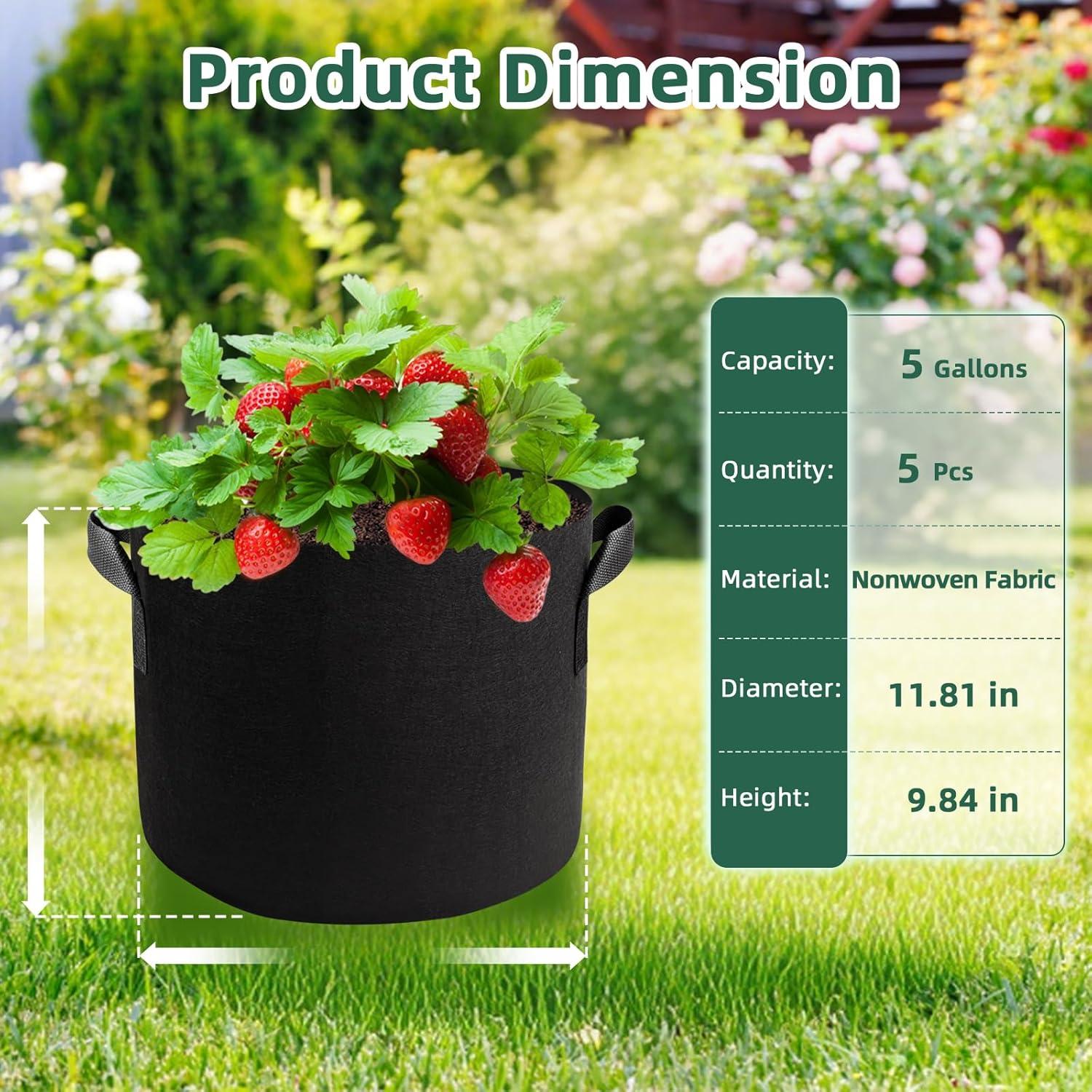 Paquete de 5 Bolsas de Cultivo COKIELE 30cm x 25cm para Jardín