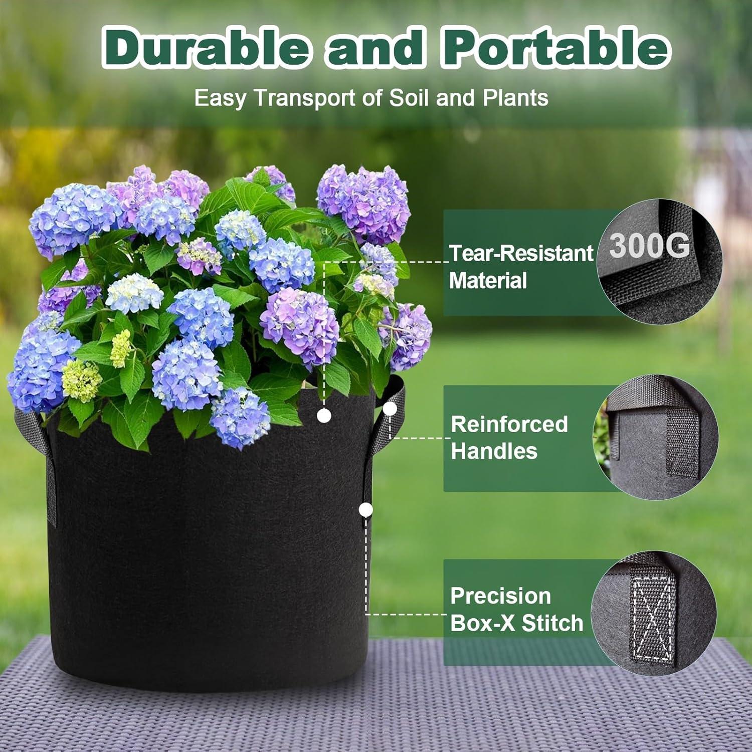 Paquete de 5 Bolsas de Cultivo COKIELE 30cm x 25cm para Jardín