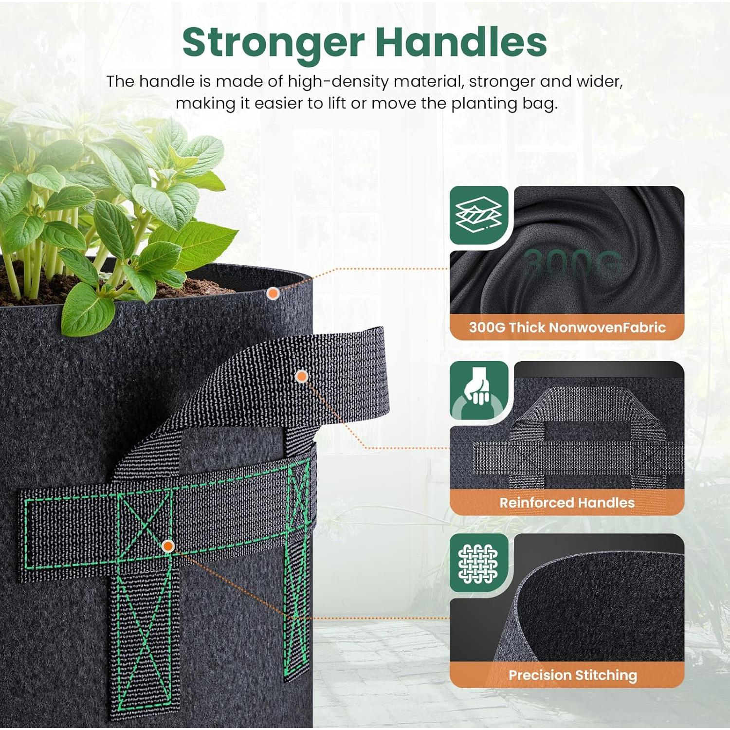 Paquete de 5 Bolsas de Cultivo Jorvila 19L Transpirables